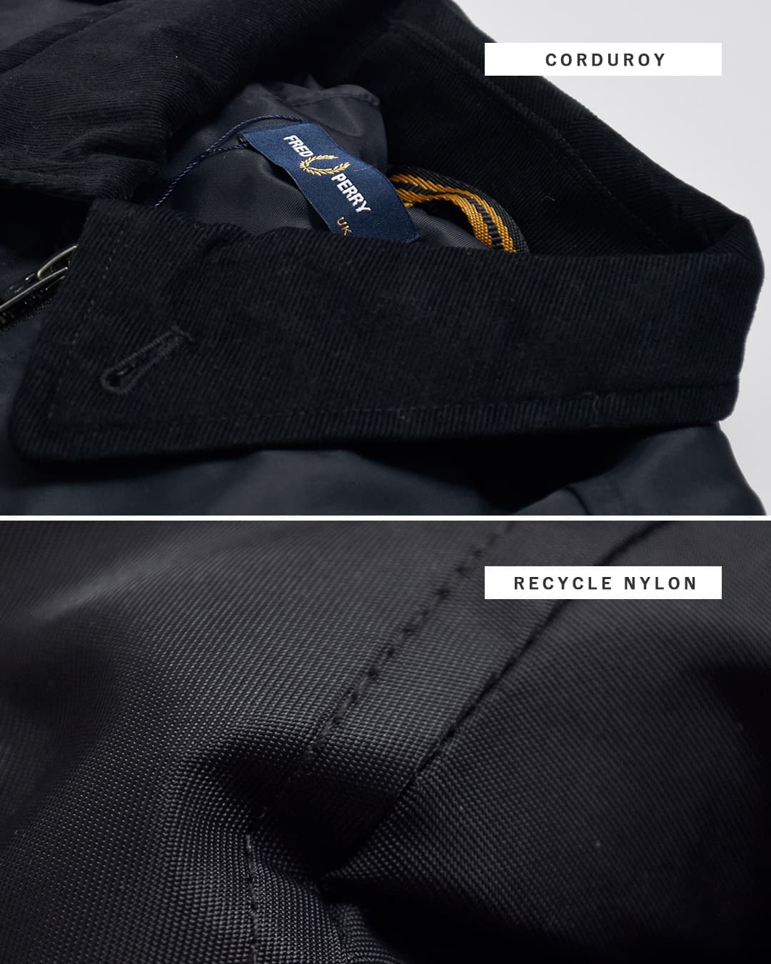 FRED PERRYコーデュロイカラー パデッド カバンジャケット Padded Caban Jacket j3116