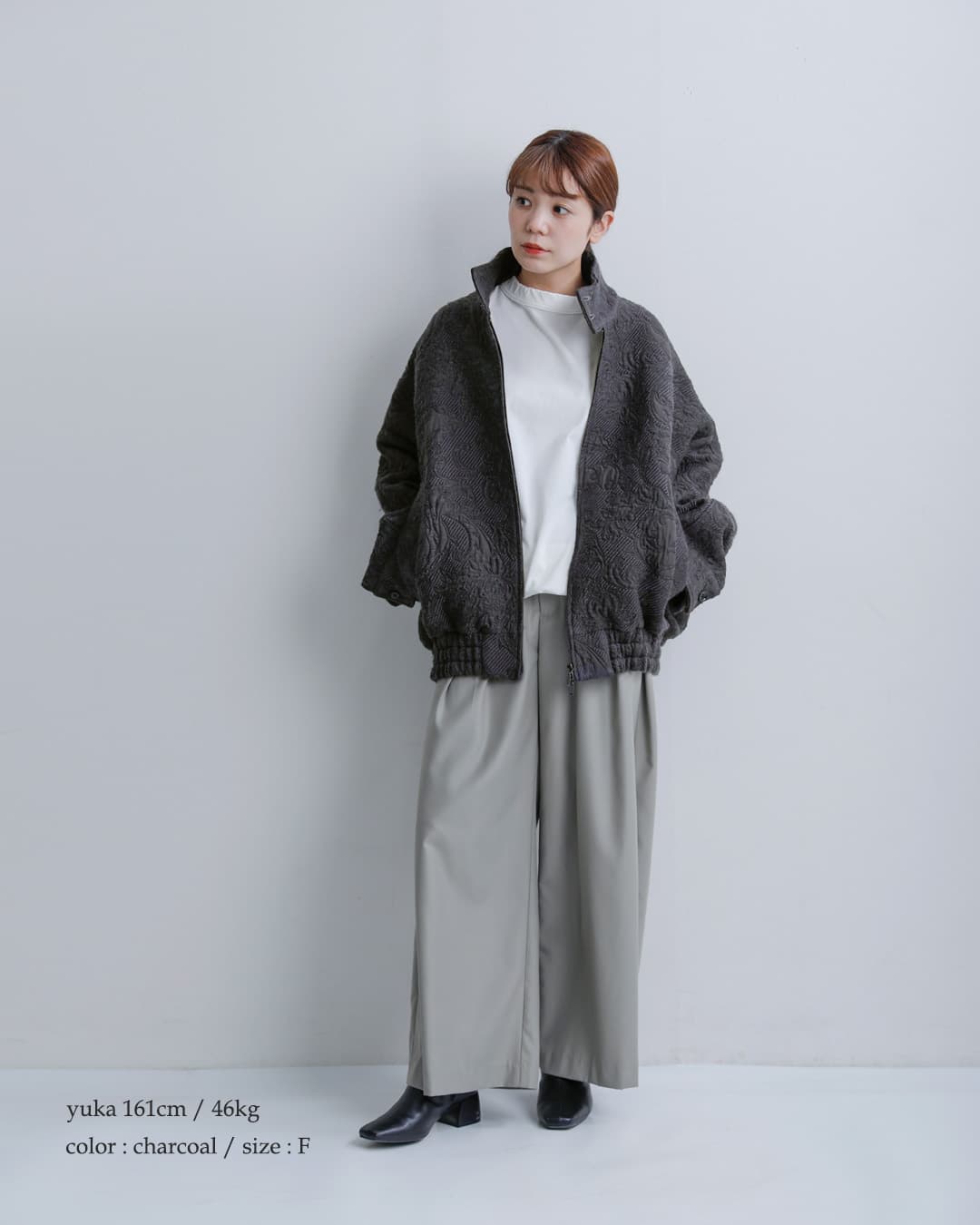 manipuri(マニプリ)ウールコットン アラベスク ジャガード ブルゾン jaq-blouson