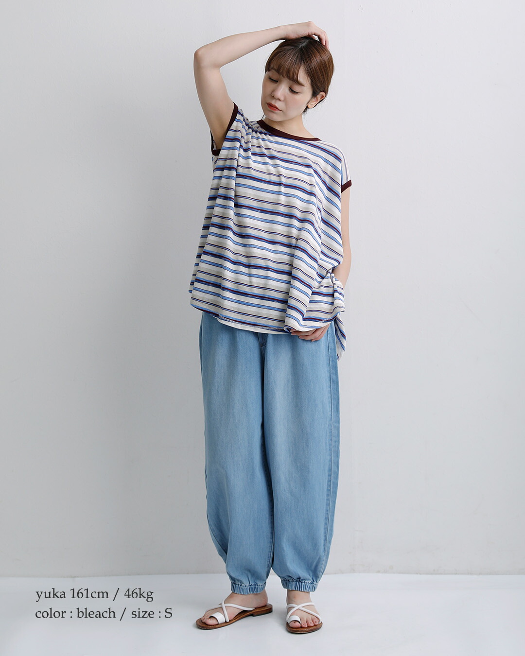 Johnbullコットン バルーン ギャザー デニム パンツ jl251p13
