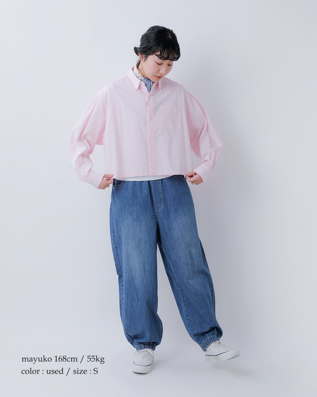 Johnbullコットン バルーン ギャザー デニム パンツ jl251p13