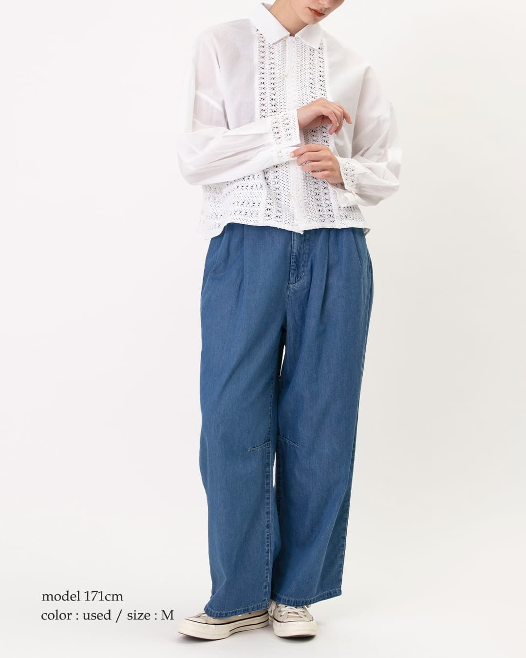 Johnbull5.5oz コットン テンセル デニム タック イージー パンツ jl262p17
