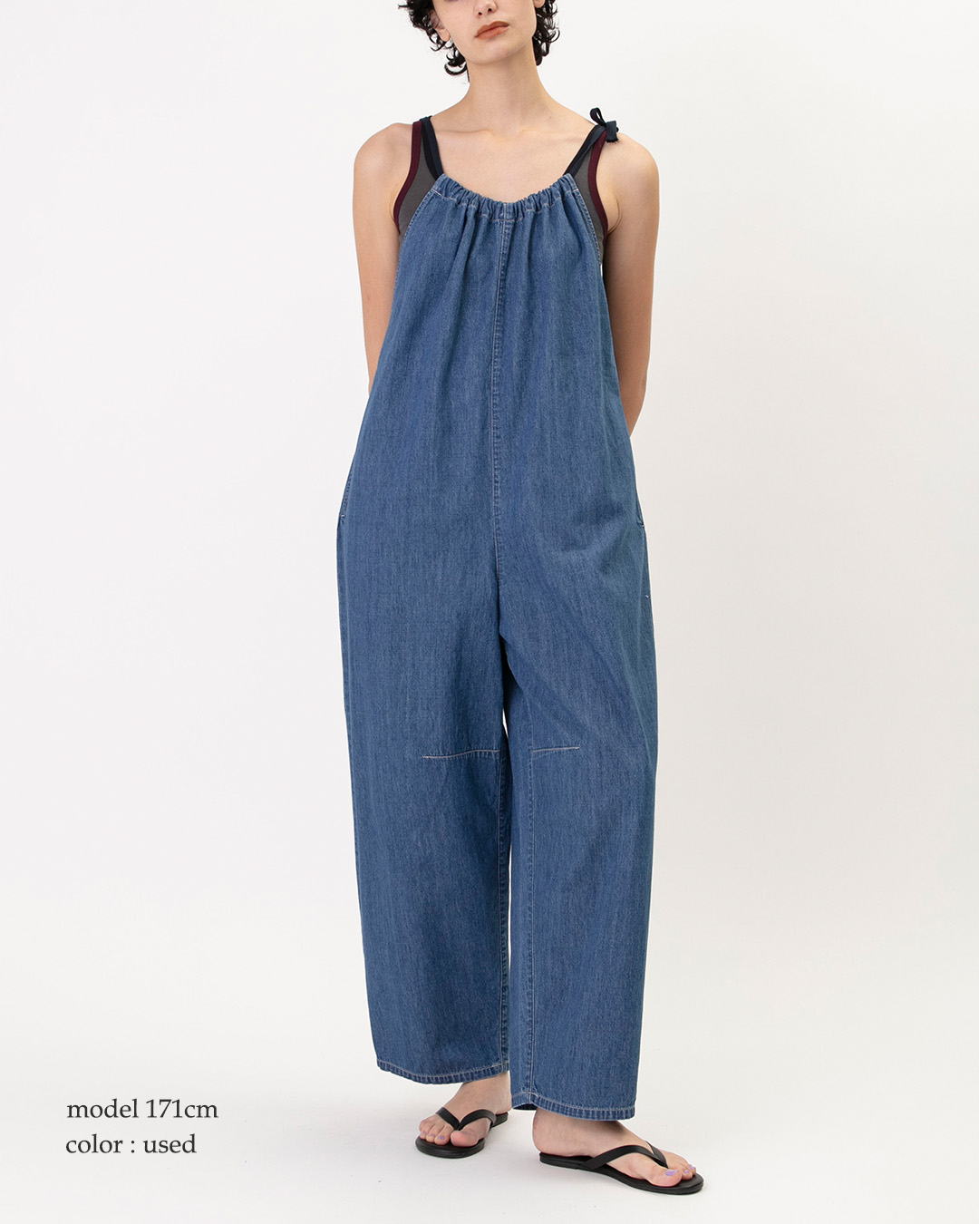Johnbull7.5oz ムラ糸 ライトデニム ドローストリング サロペット jl262p23