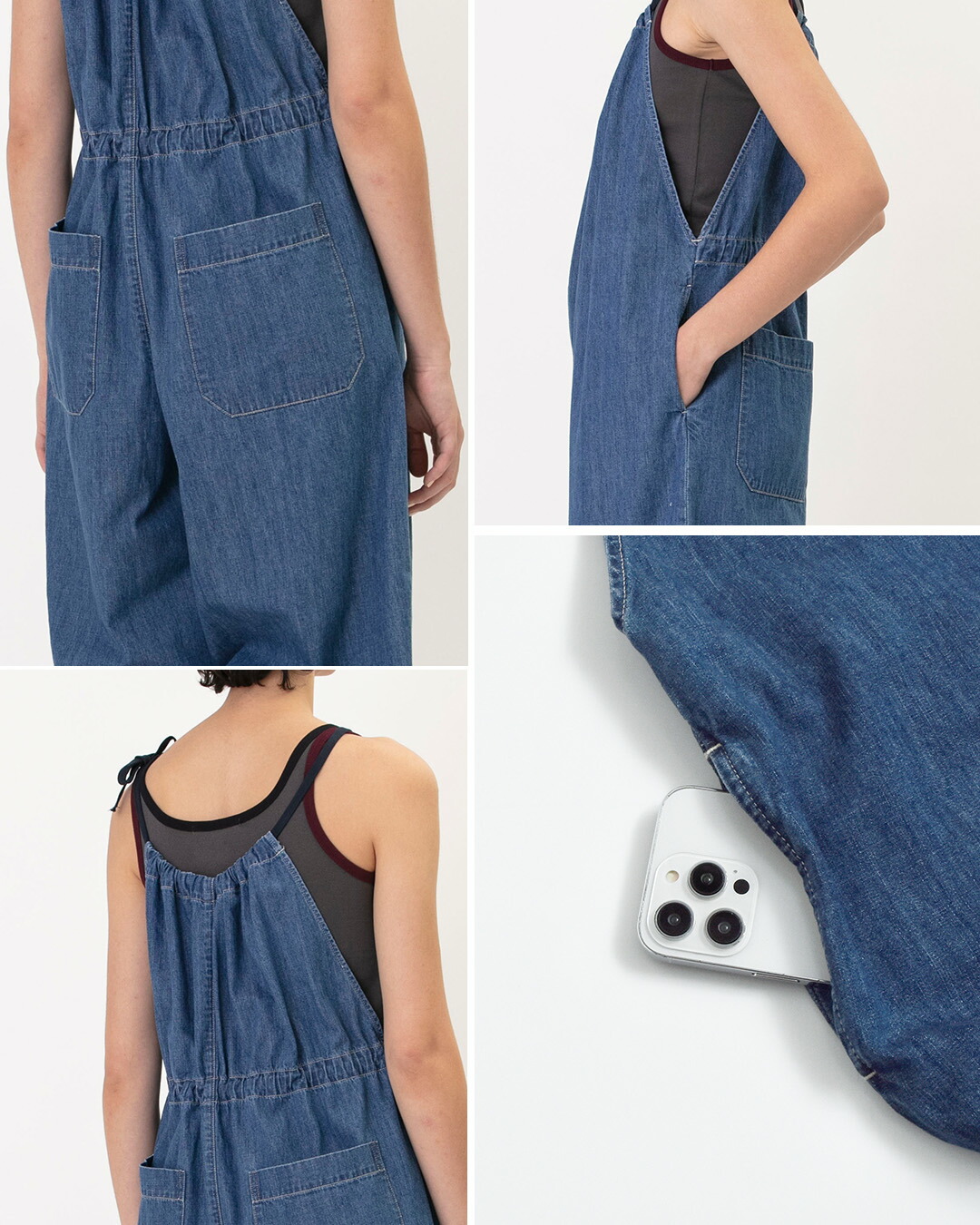 Johnbull7.5oz ムラ糸 ライトデニム ドローストリング サロペット jl262p23