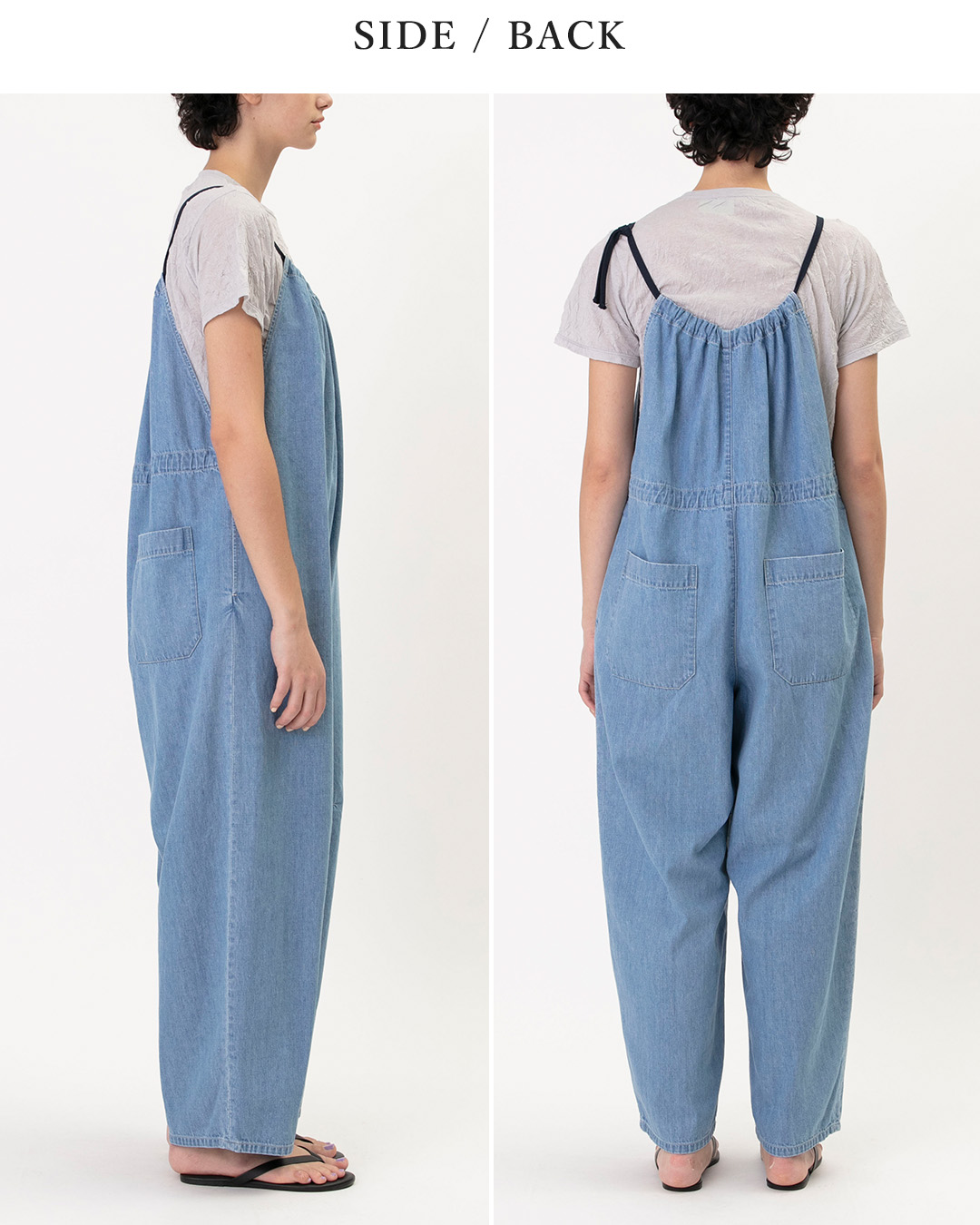 Johnbull7.5oz ムラ糸 ライトデニム ドローストリング サロペット jl262p23