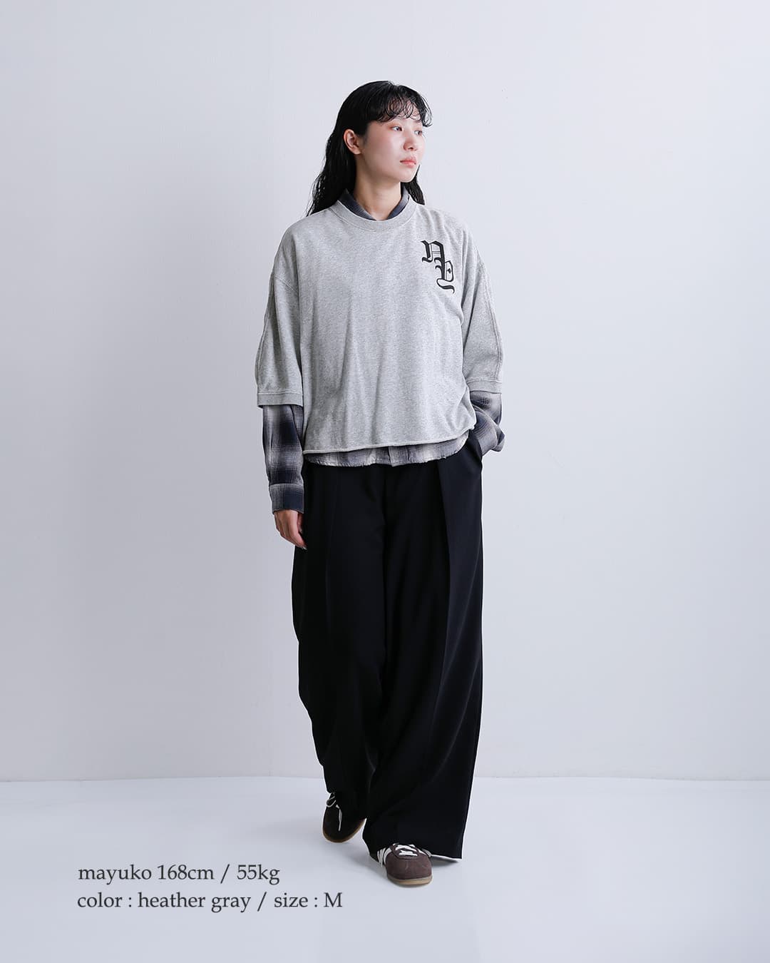 Johnbullミニ裏毛 クルーネック ロゴ 7分袖 カットソー jl263c01
