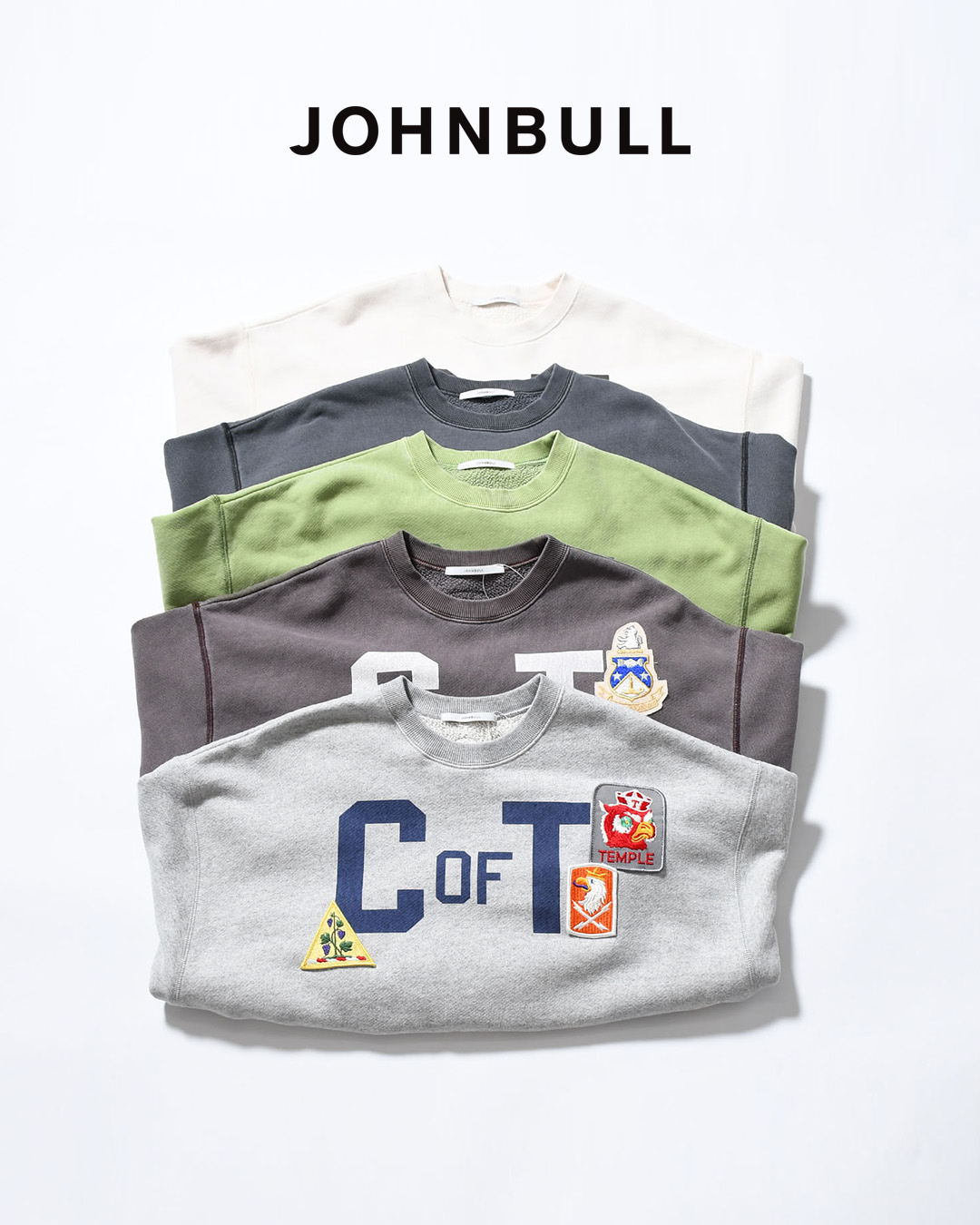 Johnbull裏毛 ワッペン トンプキン オーバルカレッジ スウェットシャツ jl264c06