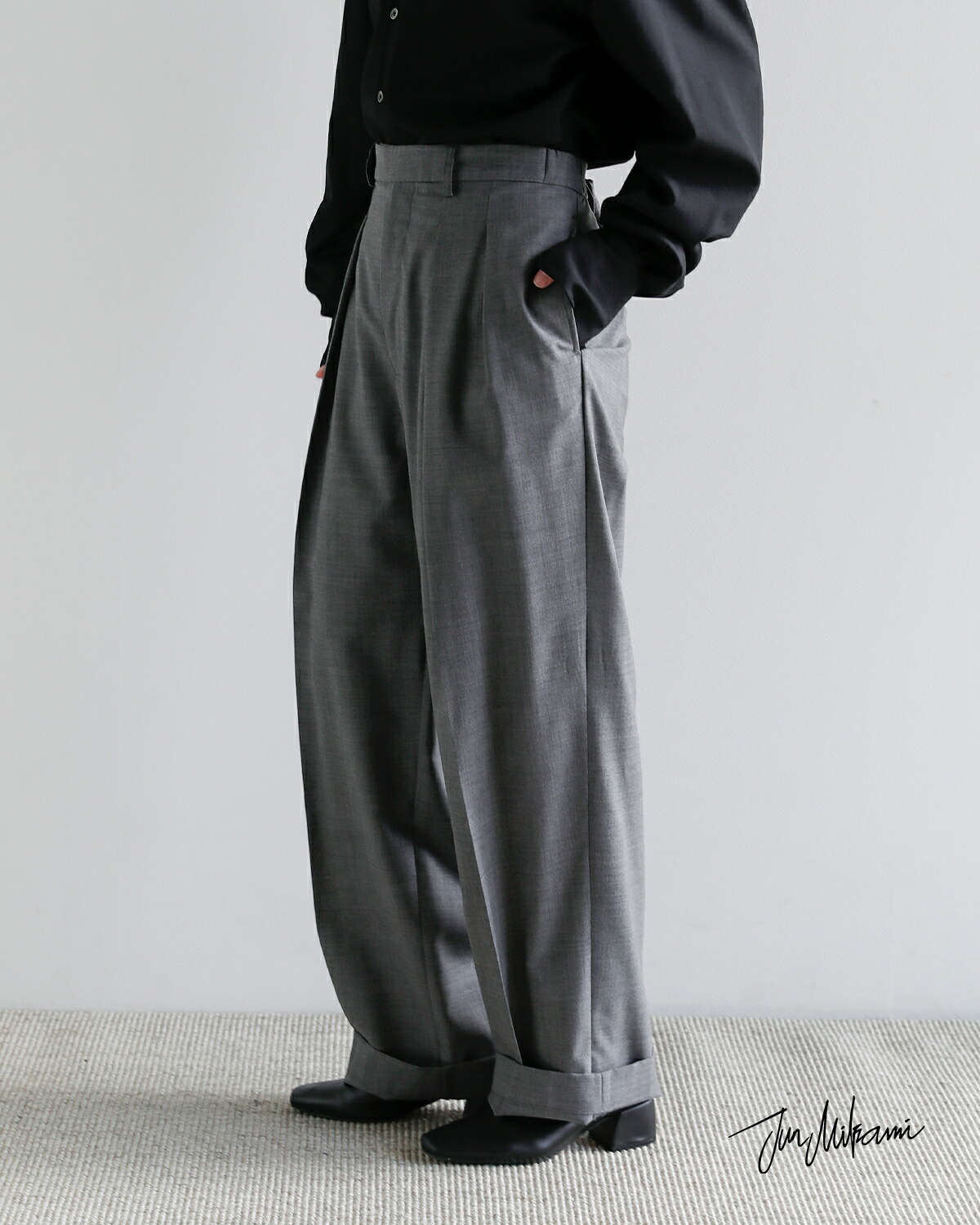 JUN MIKAMI(ジュンミカミ)ウール タックパンツ jm-26aw-4-j  秋冬