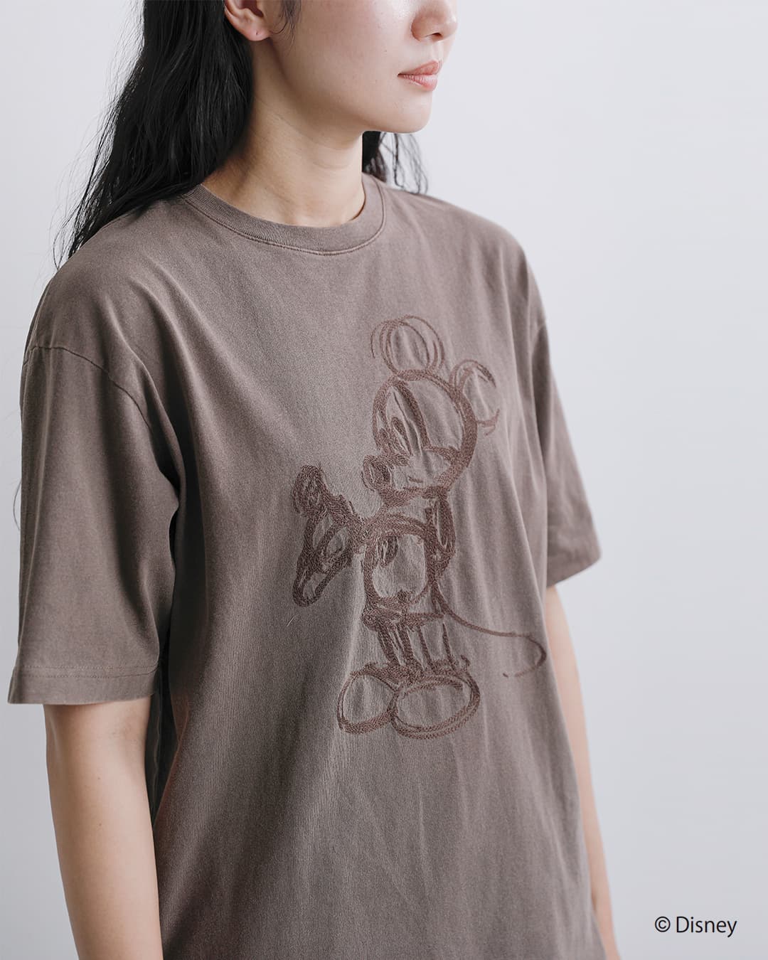 Johnbull(ジョンブル)コットン クルーネック 刺繍 半袖 Tシャツ カットソー / MICKEY MOUSE / T Embroidery jt262c04
