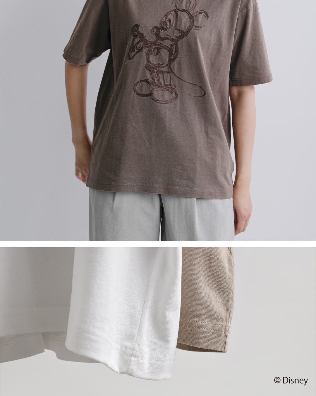 Johnbull(ジョンブル)コットン クルーネック 刺繍 半袖 Tシャツ カットソー / MICKEY MOUSE / T Embroidery jt262c04
