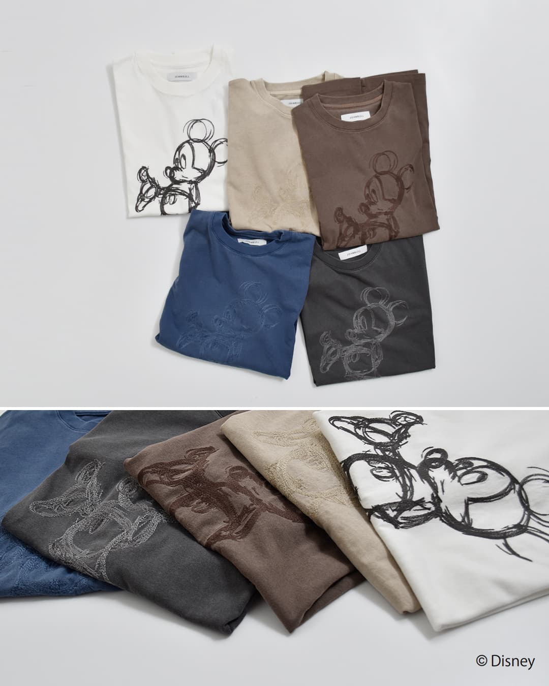Johnbull(ジョンブル)コットン クルーネック 刺繍 半袖 Tシャツ カットソー / MICKEY MOUSE / T Embroidery jt262c04