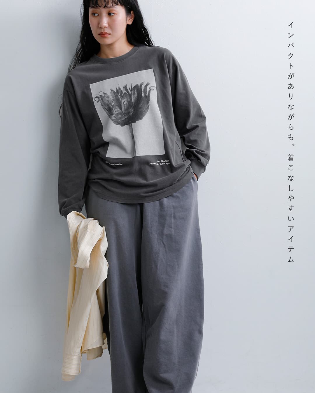Johnbullコットン 長袖 Tシャツ Karl Blossfeldt Cucurbita / Centaurea Ruthenica LST jt263c07-09