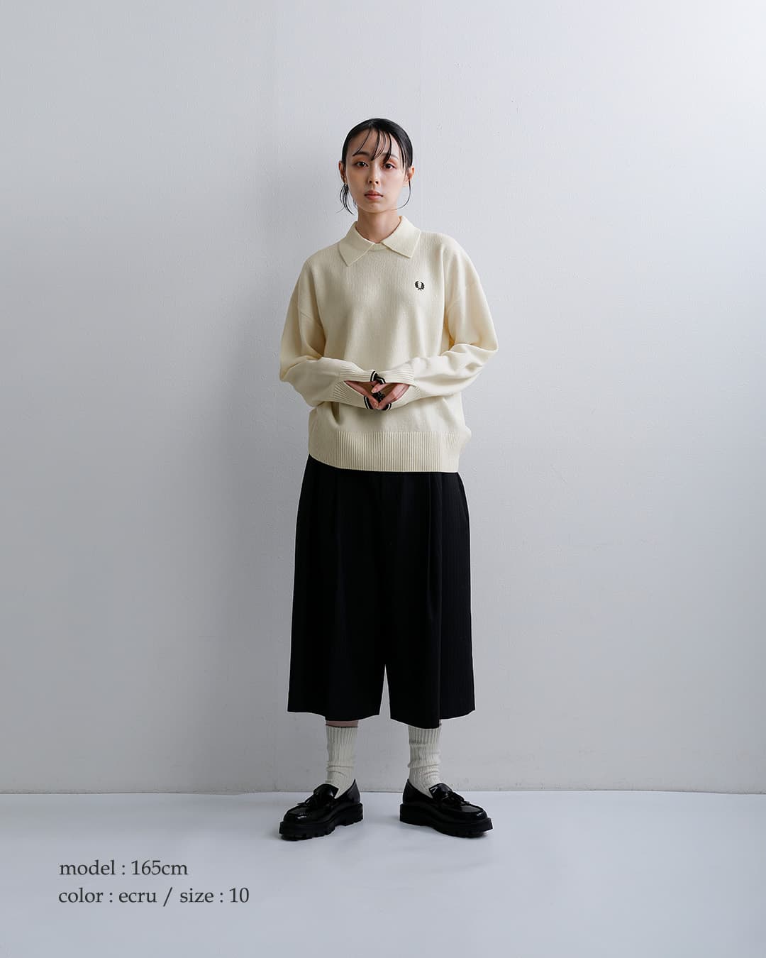 FRED PERRYウール スプリットカフ ダブルカラー ニットセーター Split Cuff Collared Jumper k3128