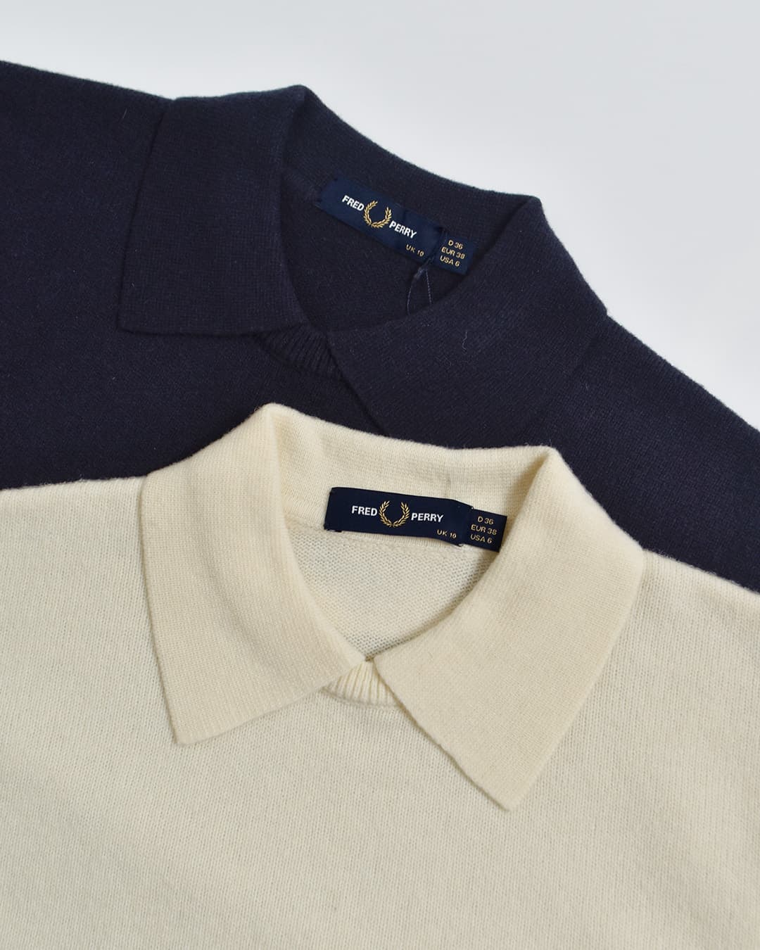 FRED PERRYウール スプリットカフ ダブルカラー ニットセーター Split Cuff Collared Jumper k3128