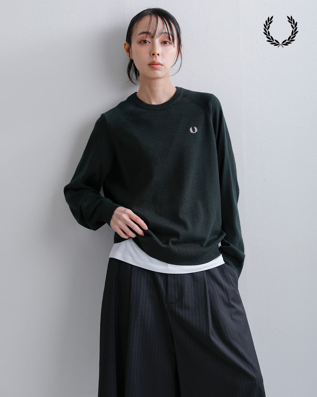 FRED PERRYコットン クルーネック ニットセーター Crew Neck Jumper k3140