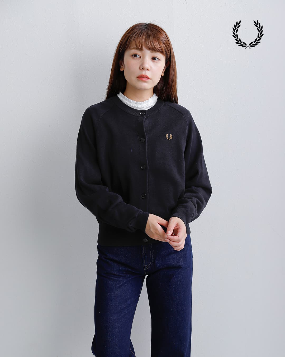 FRED PERRY フレッド ペリー コットン クルーネック カーディガン Crew