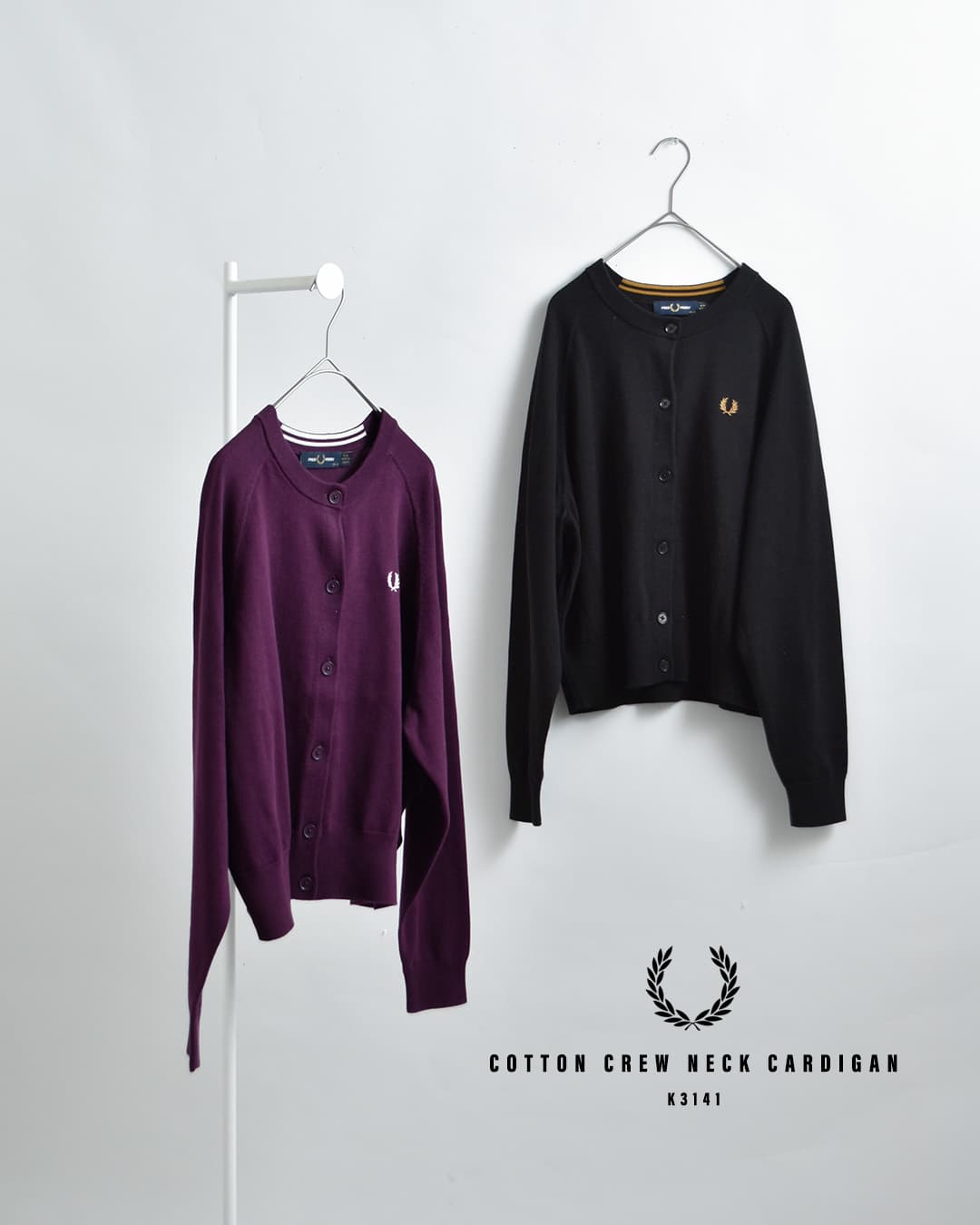 FRED PERRYコットン クルーネック カーディガン Crew Neck Cardigan k3141