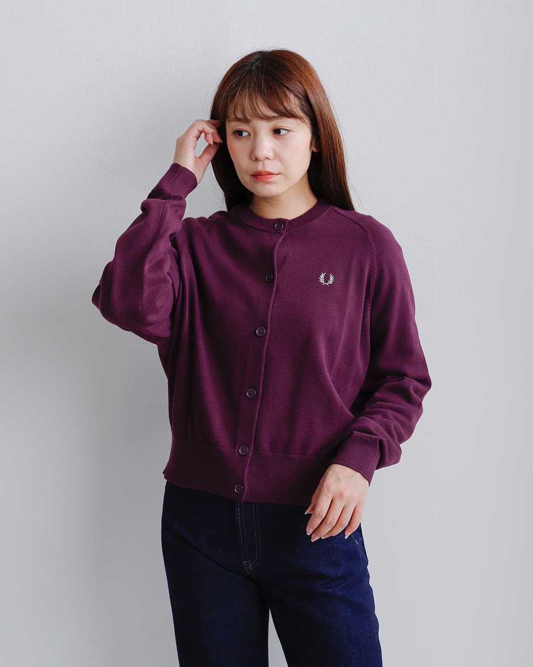FRED PERRYコットン クルーネック カーディガン Crew Neck Cardigan k3141