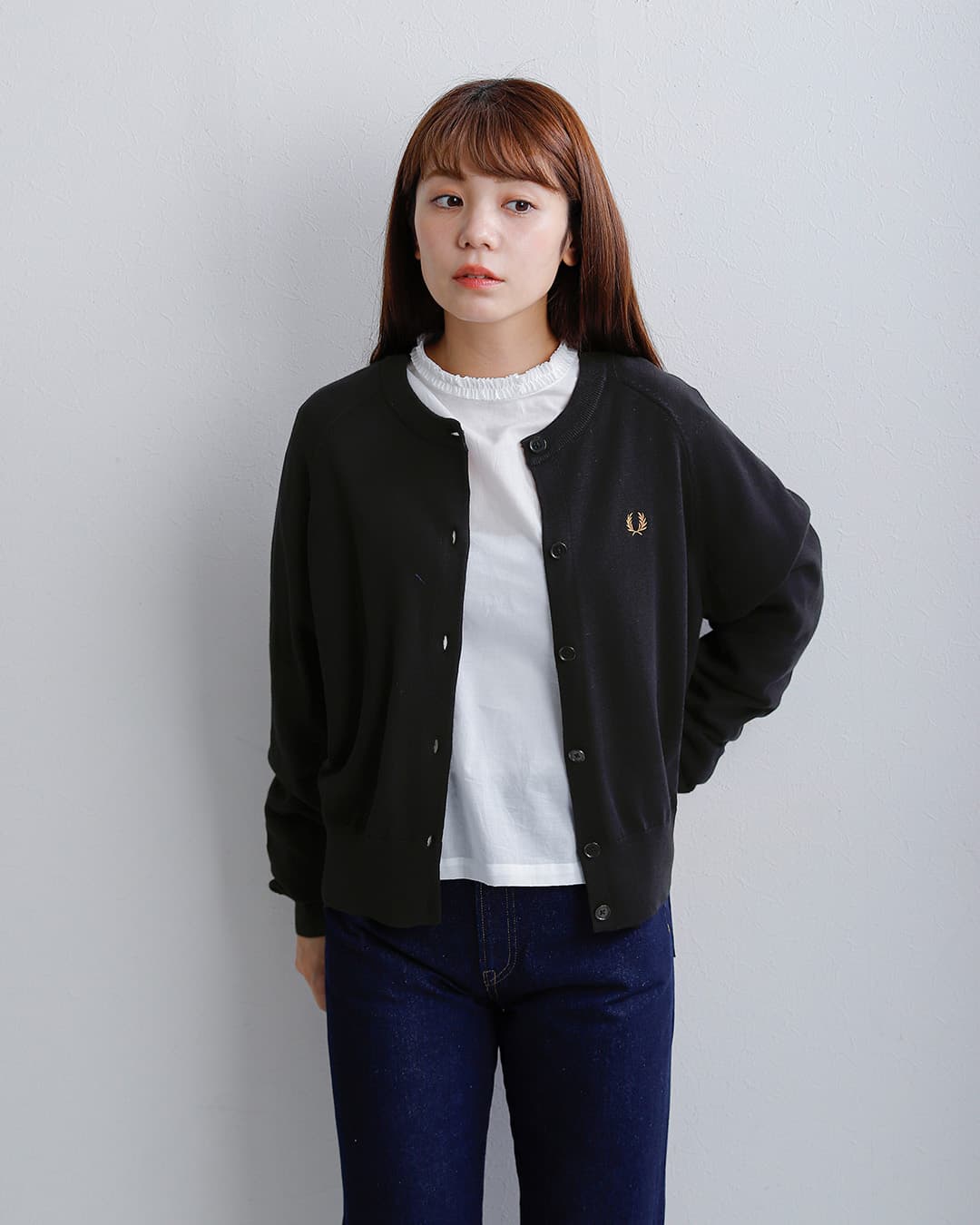 FRED PERRYコットン クルーネック カーディガン Crew Neck Cardigan k3141