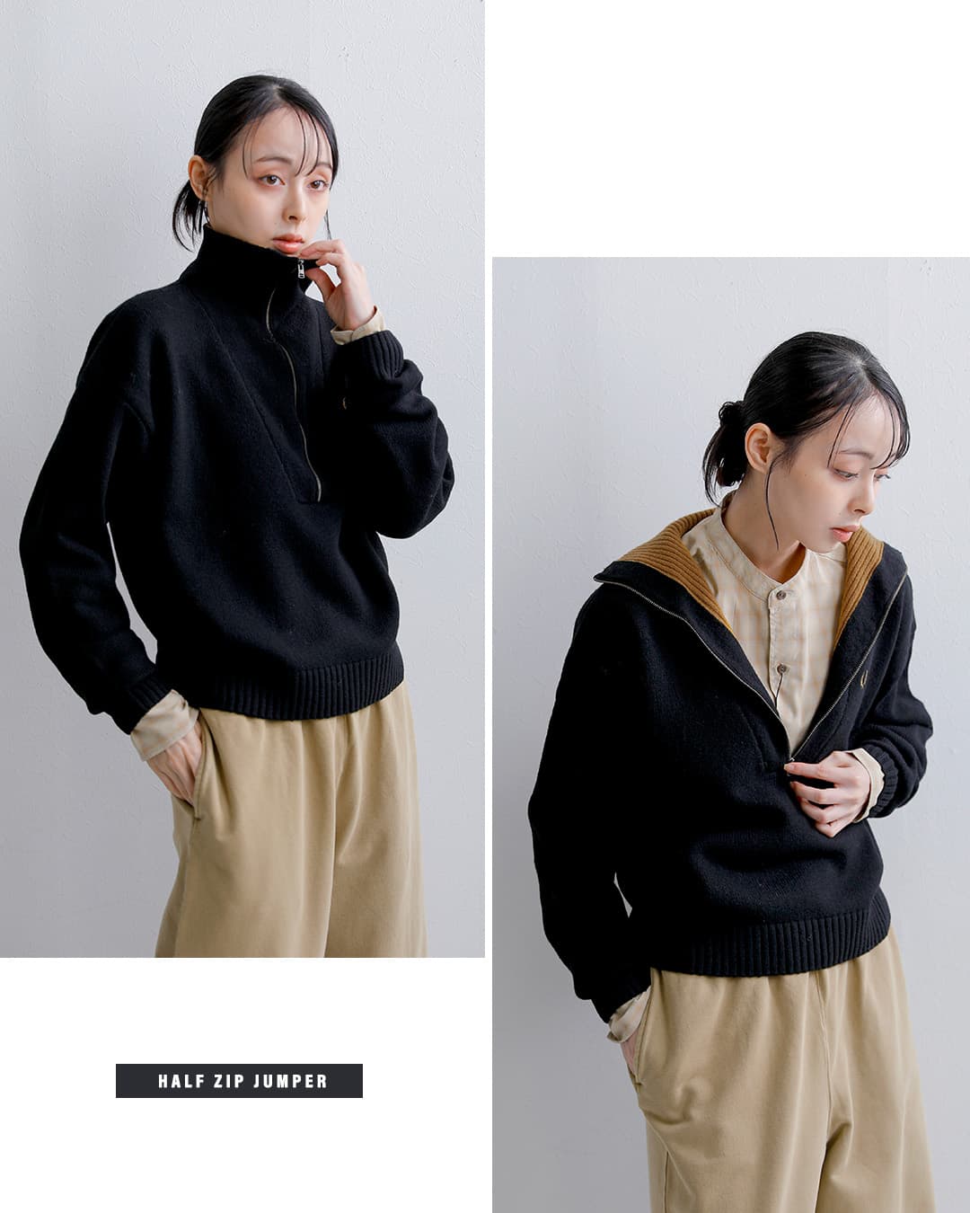 FRED PERRYウール バイカラー ハーフジップ ニットセーター Half Zip Jumper k3142