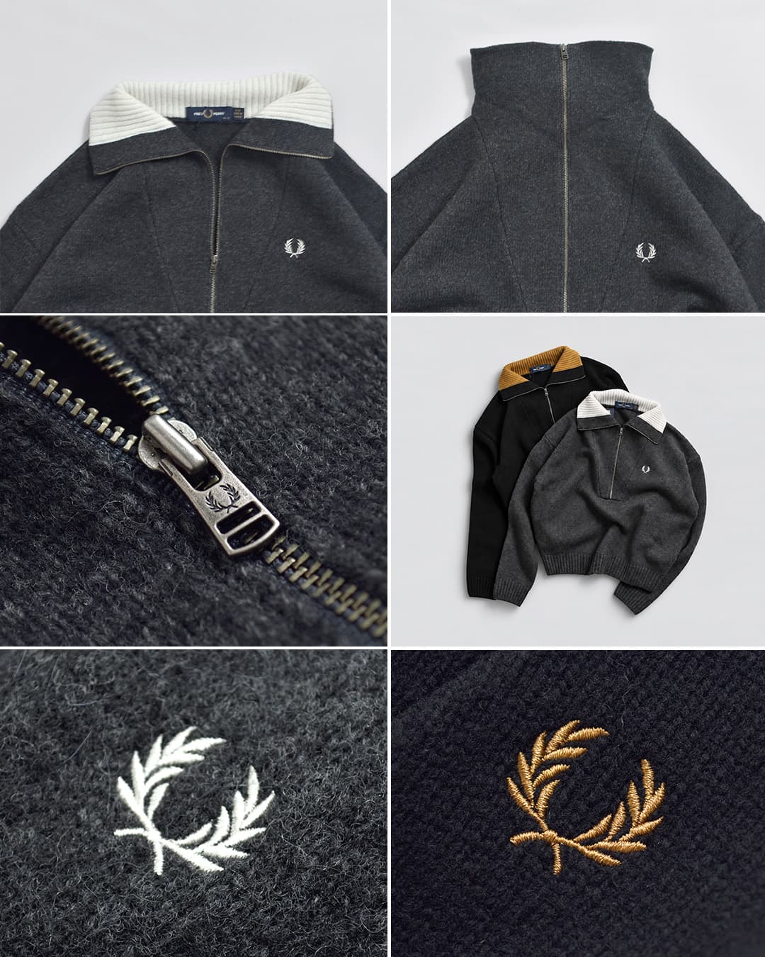 FRED PERRYウール バイカラー ハーフジップ ニットセーター Half Zip Jumper k3142