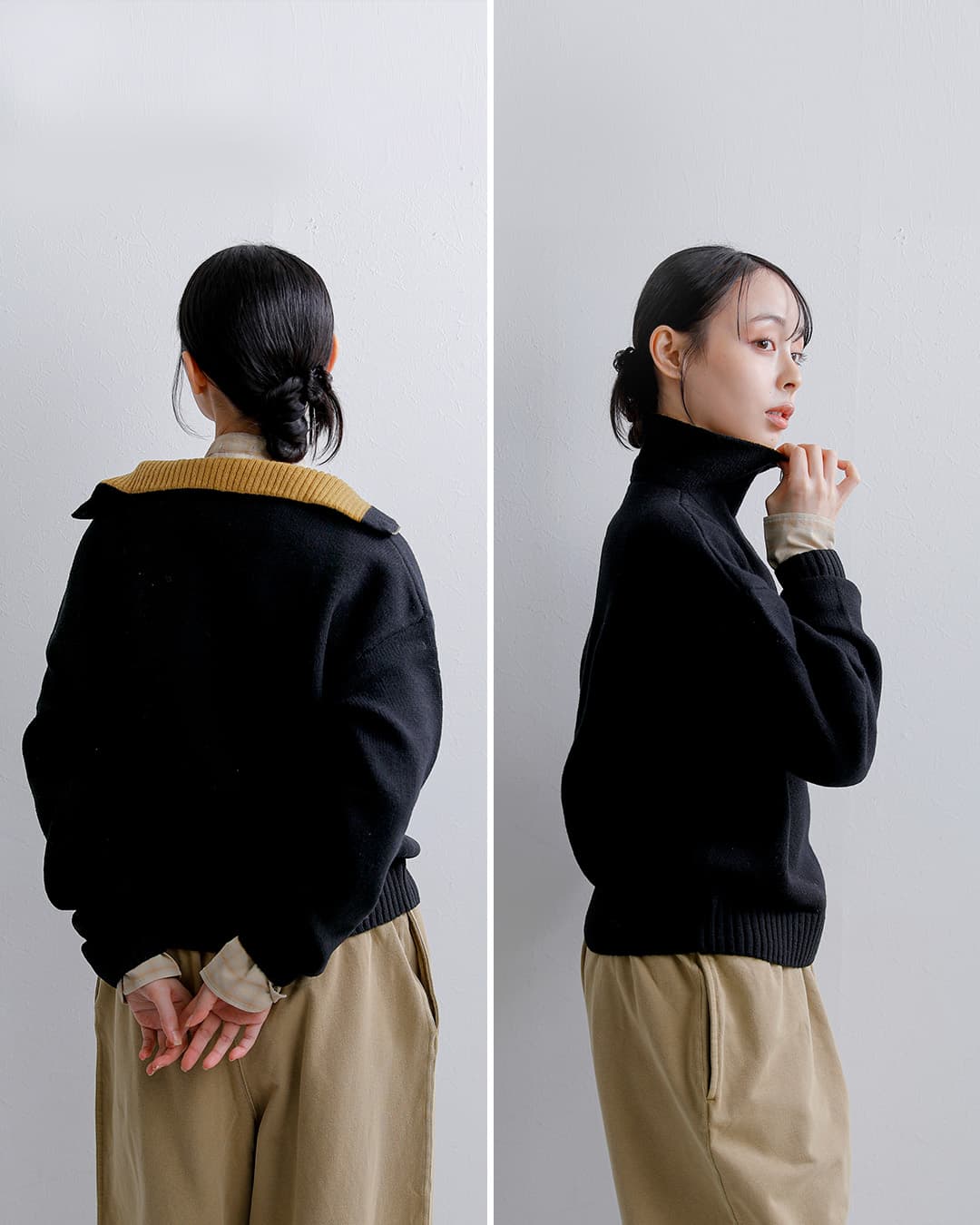 FRED PERRYウール バイカラー ハーフジップ ニットセーター Half Zip Jumper k3142