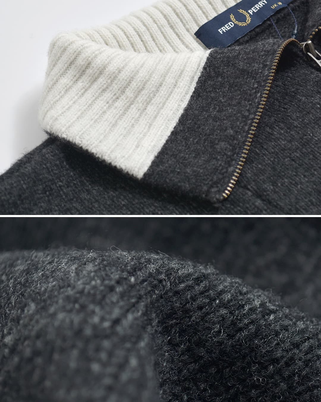 FRED PERRYウール バイカラー ハーフジップ ニットセーター Half Zip Jumper k3142
