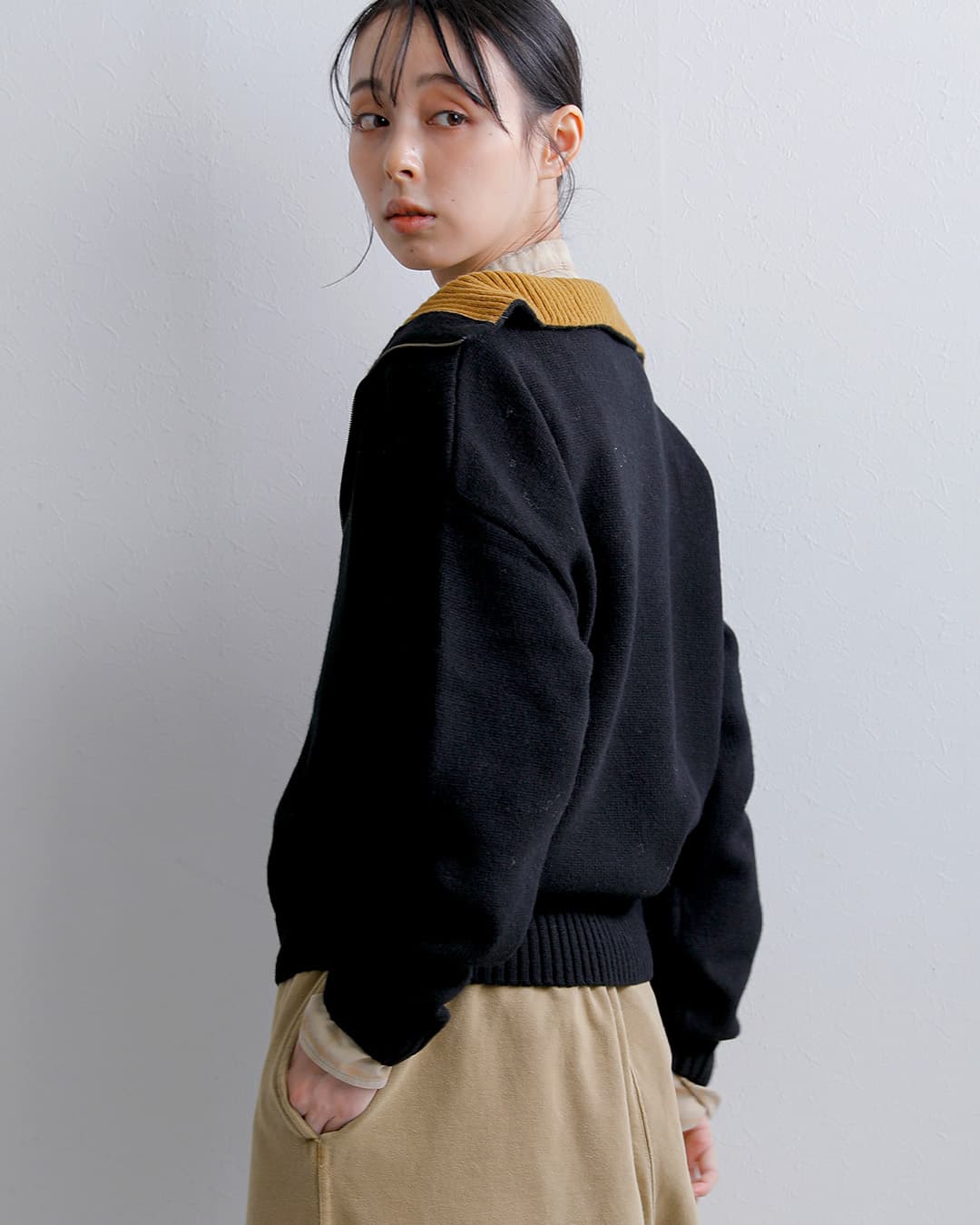 FRED PERRYウール バイカラー ハーフジップ ニットセーター Half Zip Jumper k3142
