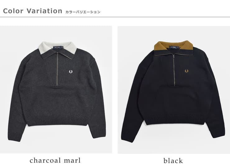 FRED PERRYウール バイカラー ハーフジップ ニットセーター Half Zip Jumper k3142