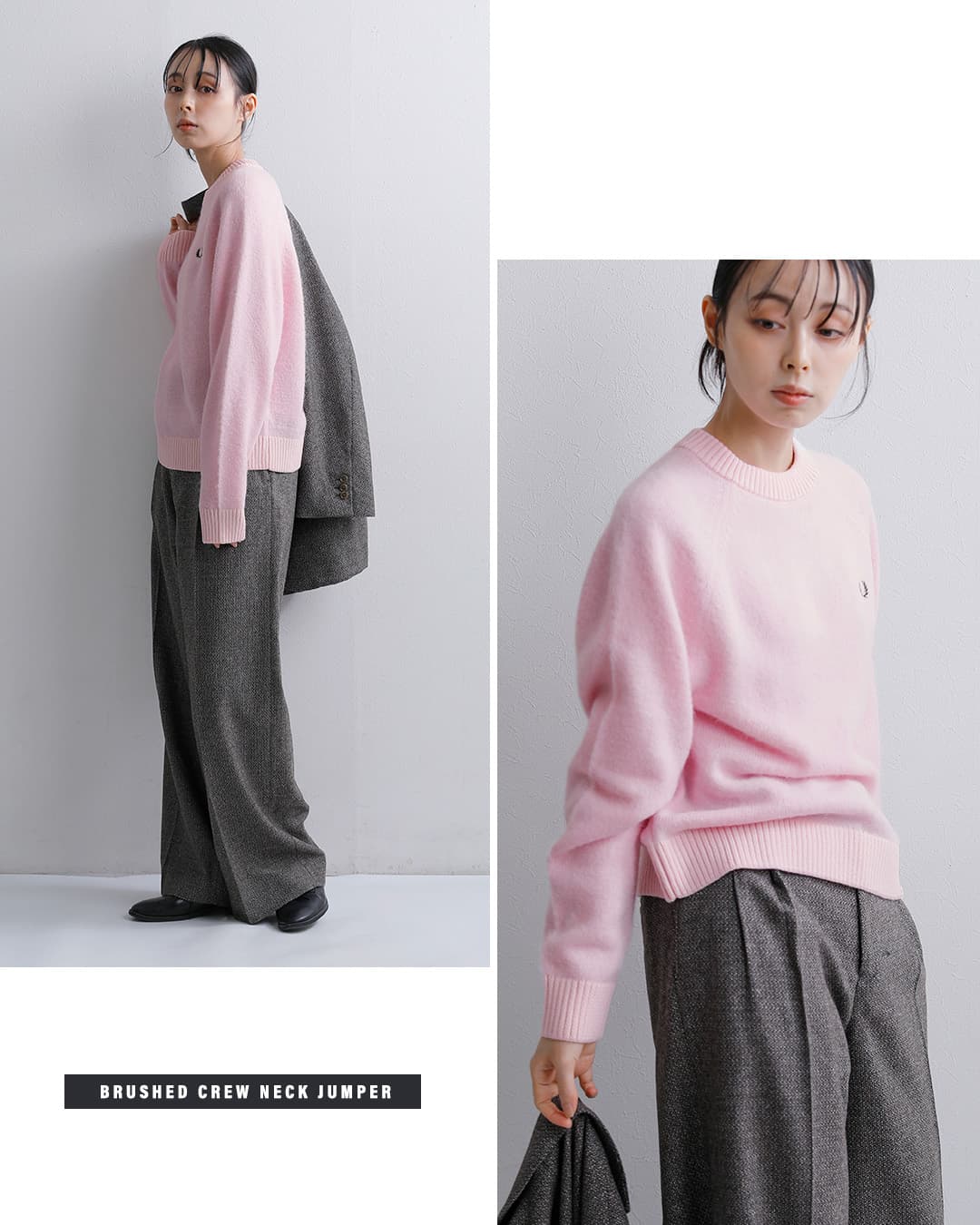 FRED PERRY起毛アルパカウール クルーネック ニットセーター Brushed Crew Neck Jumper k3164