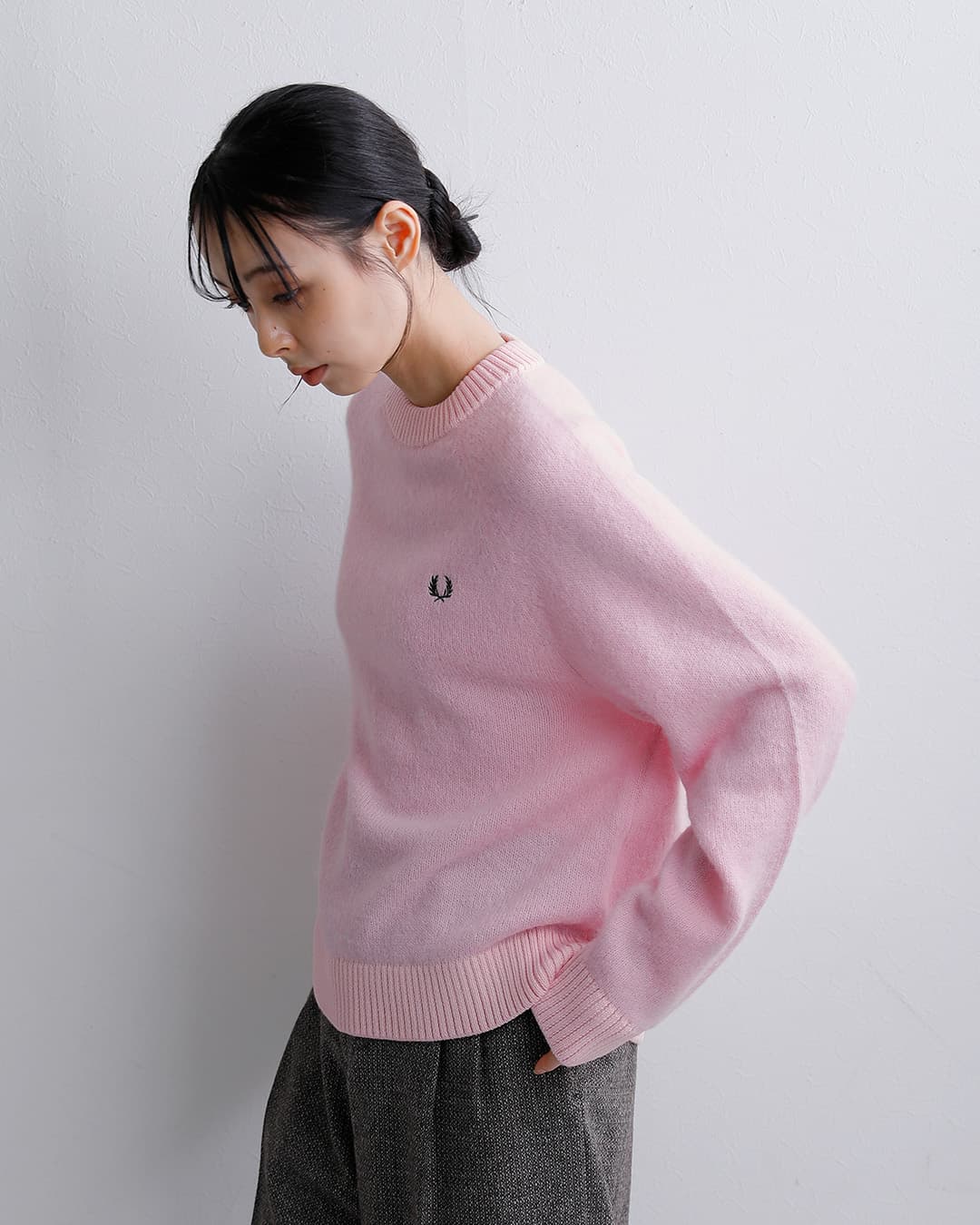 FRED PERRY起毛アルパカウール クルーネック ニットセーター Brushed Crew Neck Jumper k3164
