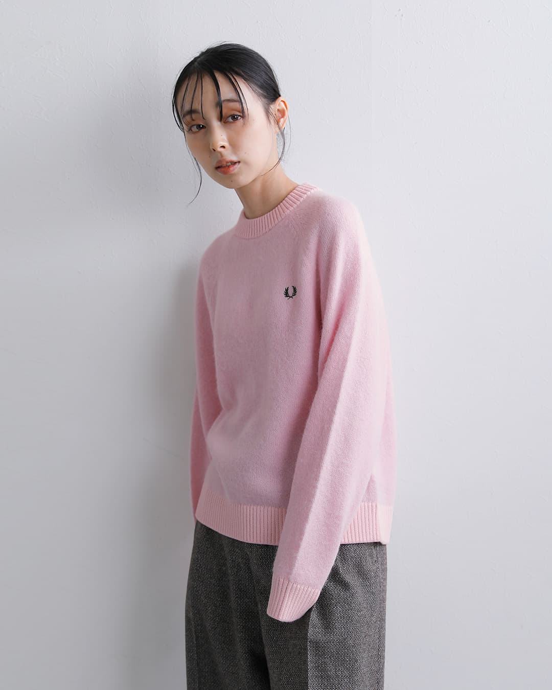 FRED PERRY起毛アルパカウール クルーネック ニットセーター Brushed Crew Neck Jumper k3164