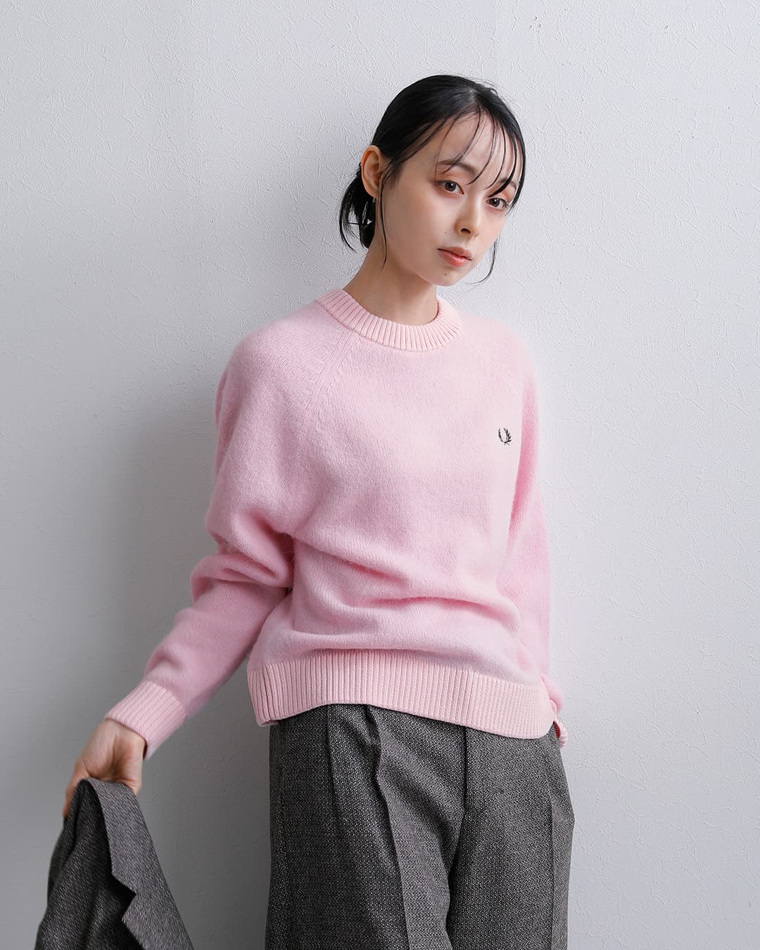 FRED PERRY起毛アルパカウール クルーネック ニットセーター Brushed Crew Neck Jumper k3164