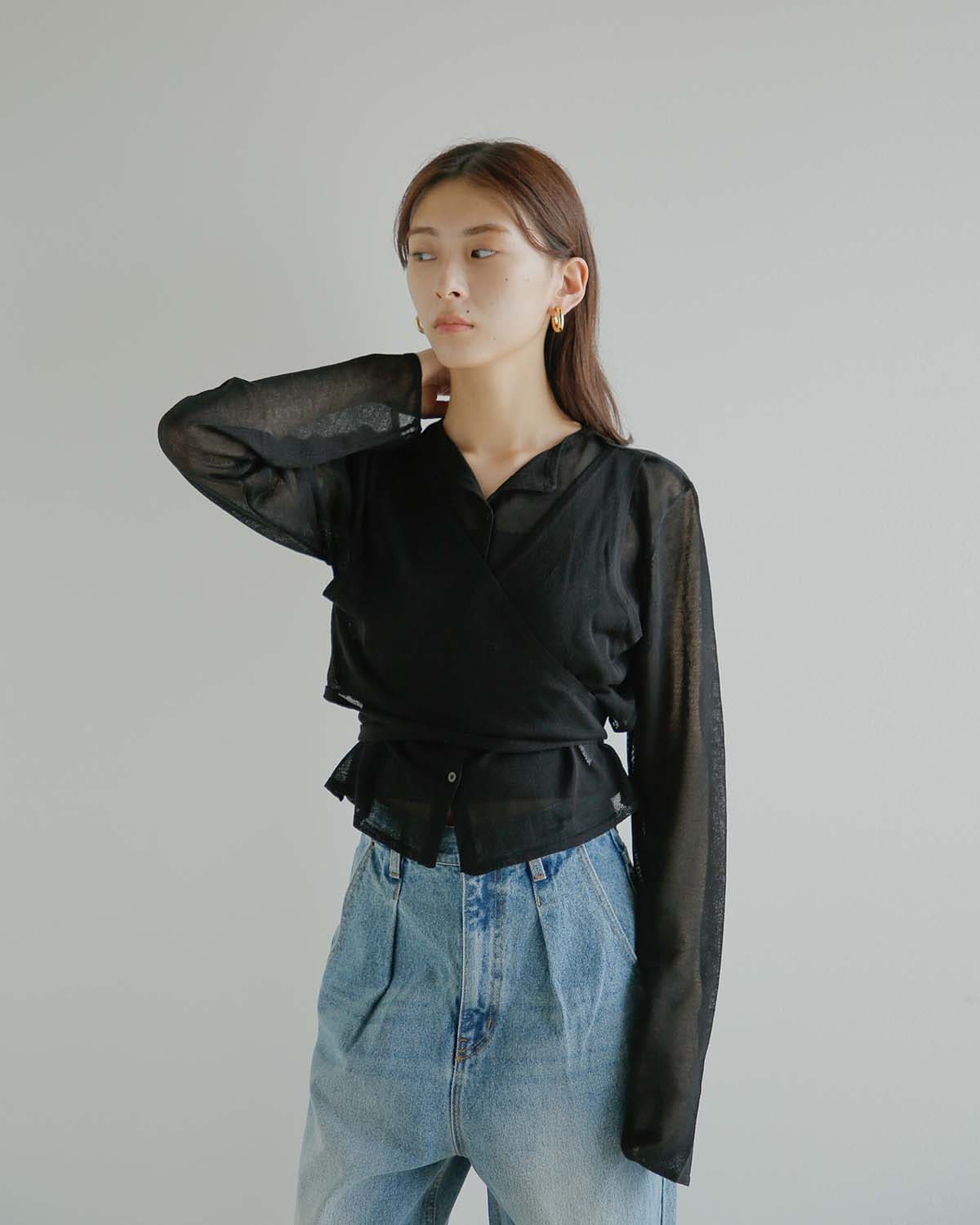 kiehtova(キエトバ)キエトヴァ レイヤード シアー クロスカーディガン LAYERED SHEER CROSS CARDIGAN ktwr60 秋冬