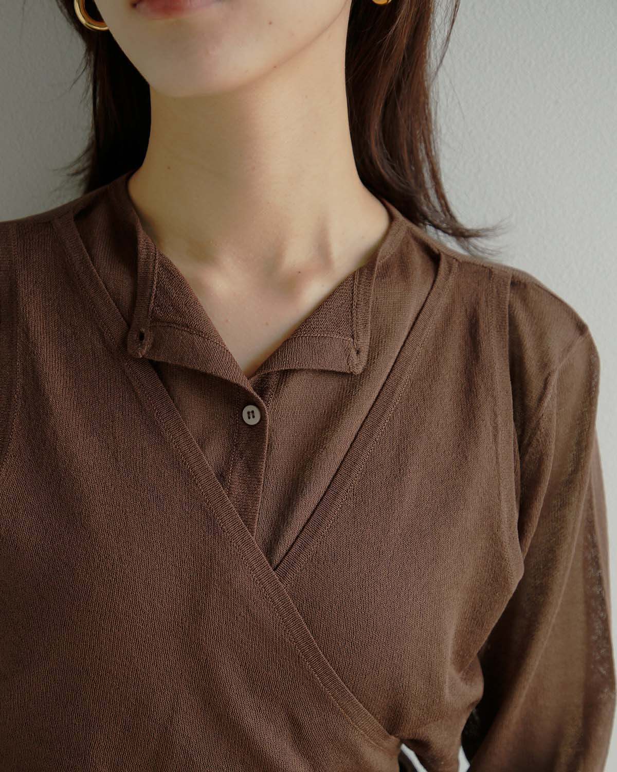 kiehtova(キエトバ)キエトヴァ レイヤード シアー クロスカーディガン LAYERED SHEER CROSS CARDIGAN ktwr60 秋冬