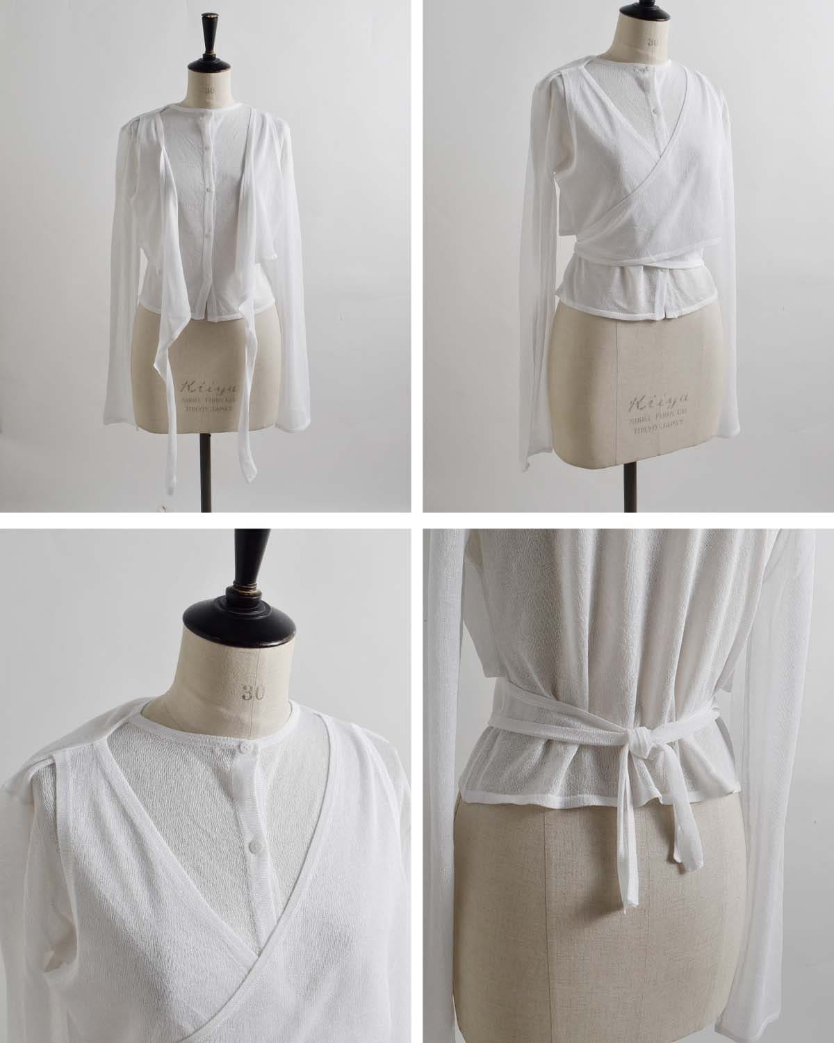kiehtova(キエトバ)キエトヴァ レイヤード シアー クロスカーディガン LAYERED SHEER CROSS CARDIGAN ktwr60 秋冬