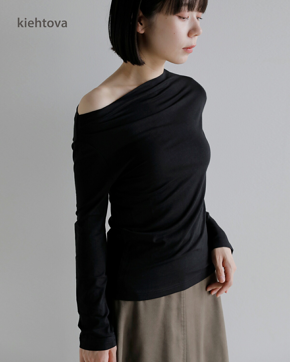 kiehtova(キエトバ)キエトヴァ ヴェール ドレープ 長袖カットソー VEIL DRAPE TOPS ktwr66