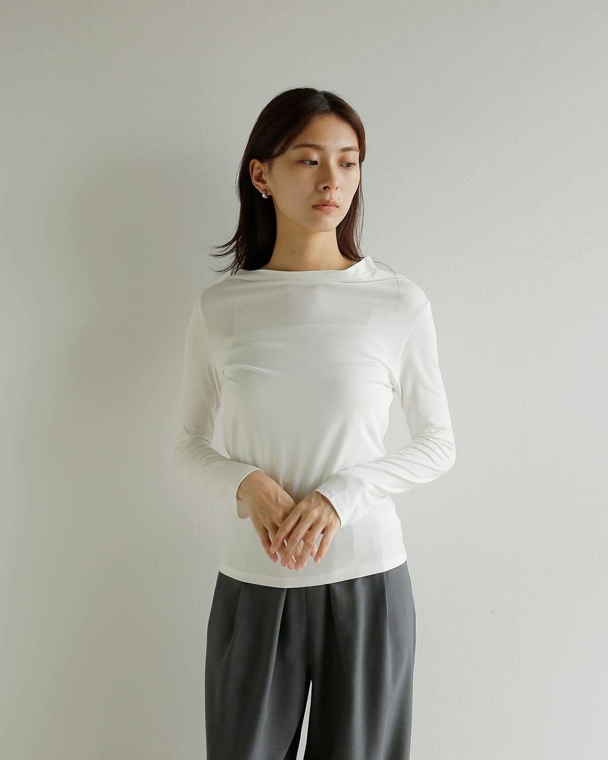 kiehtova(キエトバ)キエトヴァ ヴェール ドレープ 長袖カットソー VEIL DRAPE TOPS ktwr66