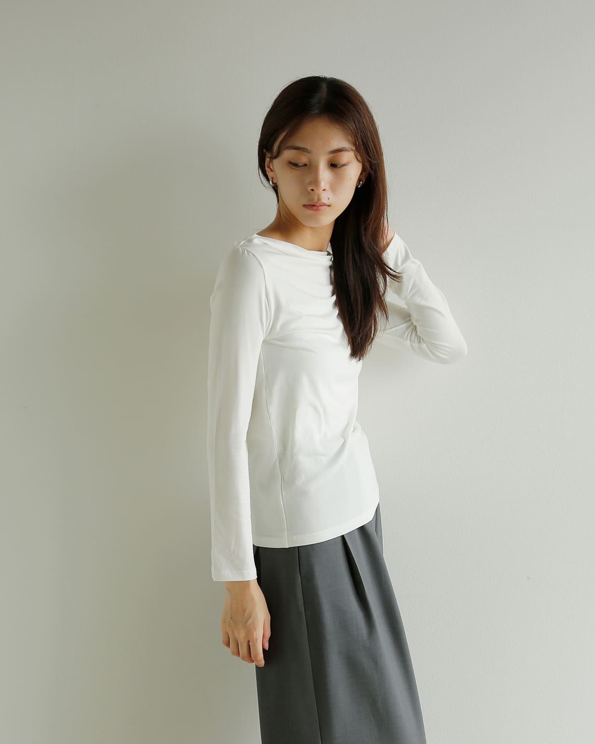 kiehtova(キエトバ)キエトヴァ ヴェール ドレープ 長袖カットソー VEIL DRAPE TOPS ktwr66