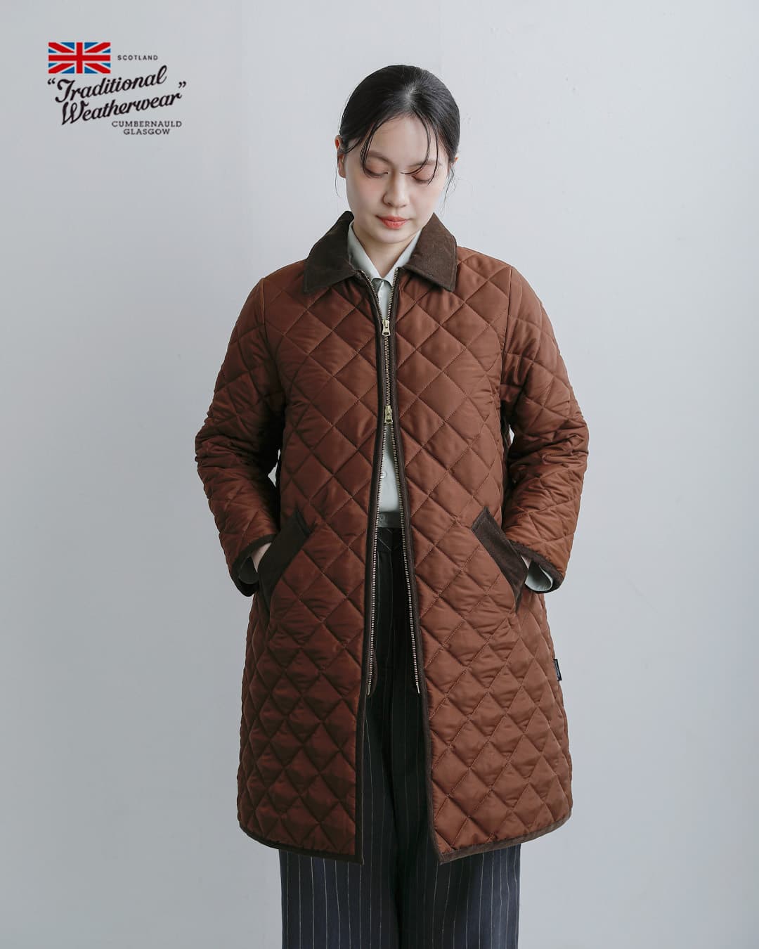 Traditional Weatherwear(トラディショナルウェザーウェア)ウェーバリー Aライン ジップ ロング ジャケット WAVERLY A-LINE ZIPZ LONG l262apqco0553aa