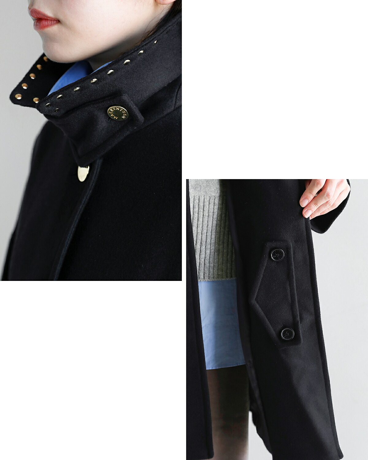 MACKINTOSH(マッキントッシュ)ハンビー ウールメルトン スタッズ ステンカラーコート New Humbie Studs MB l262mo1231f2ks
