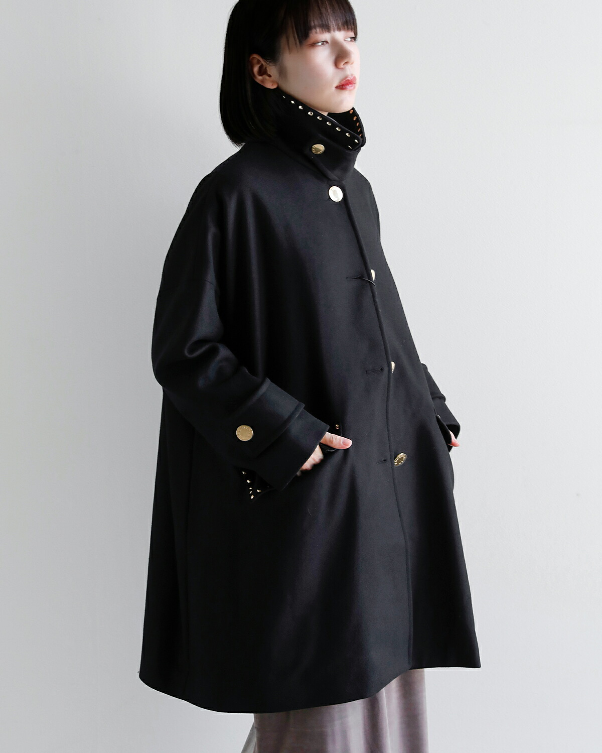 MACKINTOSH(マッキントッシュ)ハンビー ウールメルトン スタッズ ステンカラーコート New Humbie Studs MB l262mo1231f2ks