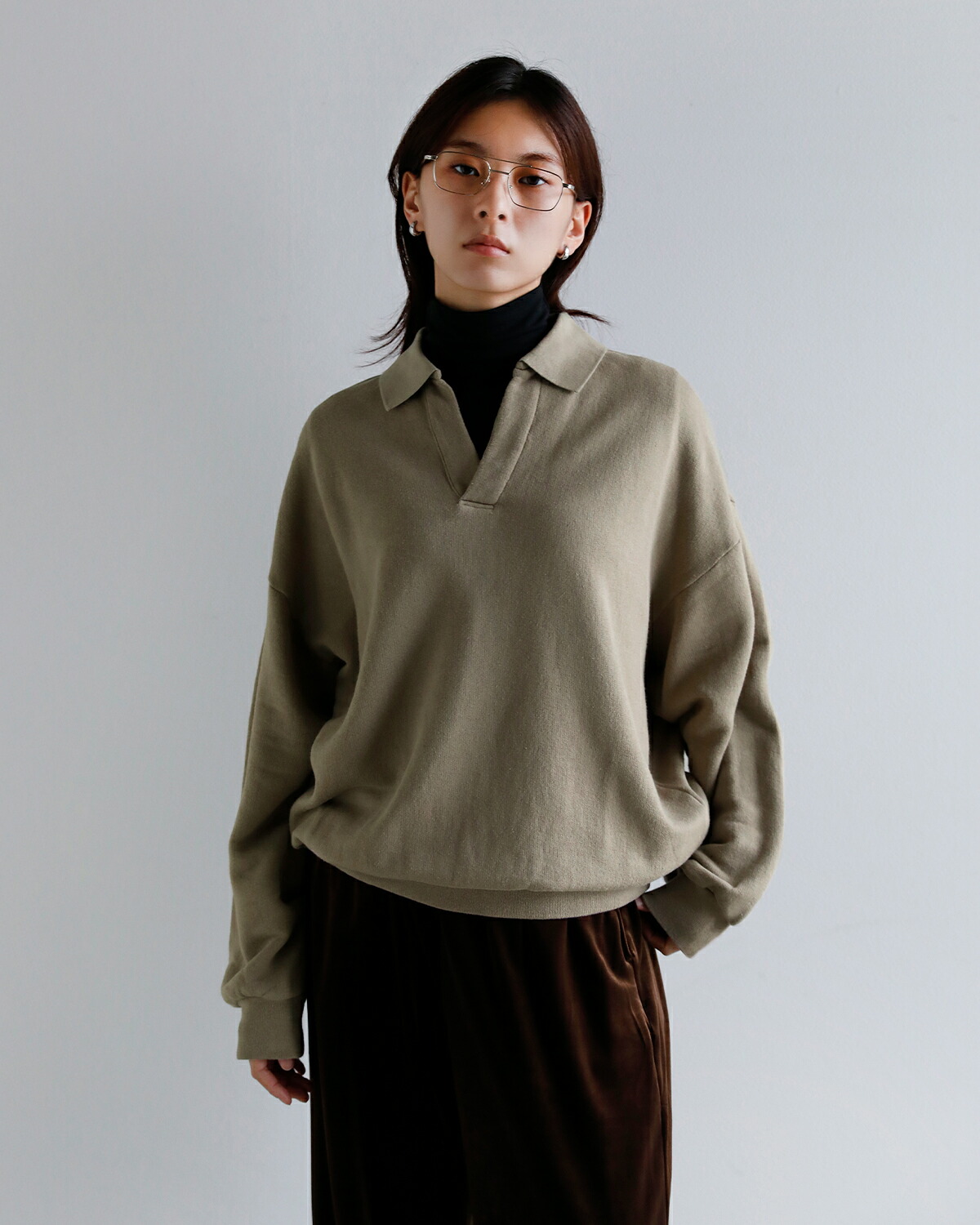 GREYCHORD(グレーコード)コットン スキッパーカラー 長袖 カットソー OSLO lagc02806  秋冬