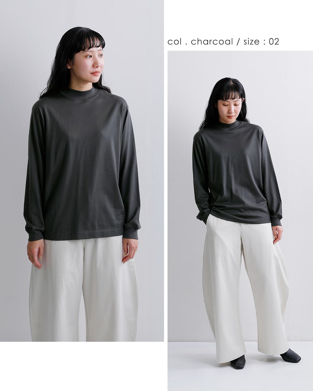 LIFiLL(���t�B��)�R�b�g�j�[ �V�� ���b�N�l�b�N �����O�X���[�u T�V���c COTTONY MOCKNECK lf003-01