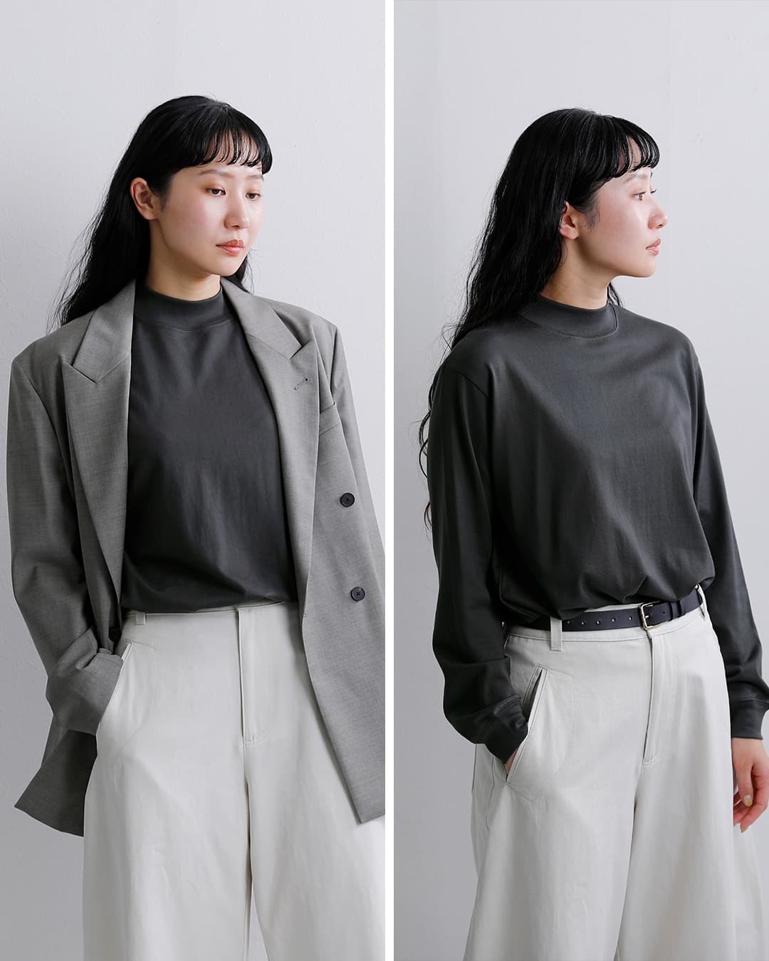LIFiLL(���t�B��)�R�b�g�j�[ �V�� ���b�N�l�b�N �����O�X���[�u T�V���c COTTONY MOCKNECK lf003-01