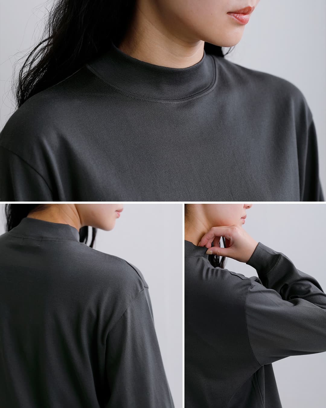 LIFiLL(���t�B��)�R�b�g�j�[ �V�� ���b�N�l�b�N �����O�X���[�u T�V���c COTTONY MOCKNECK lf003-01