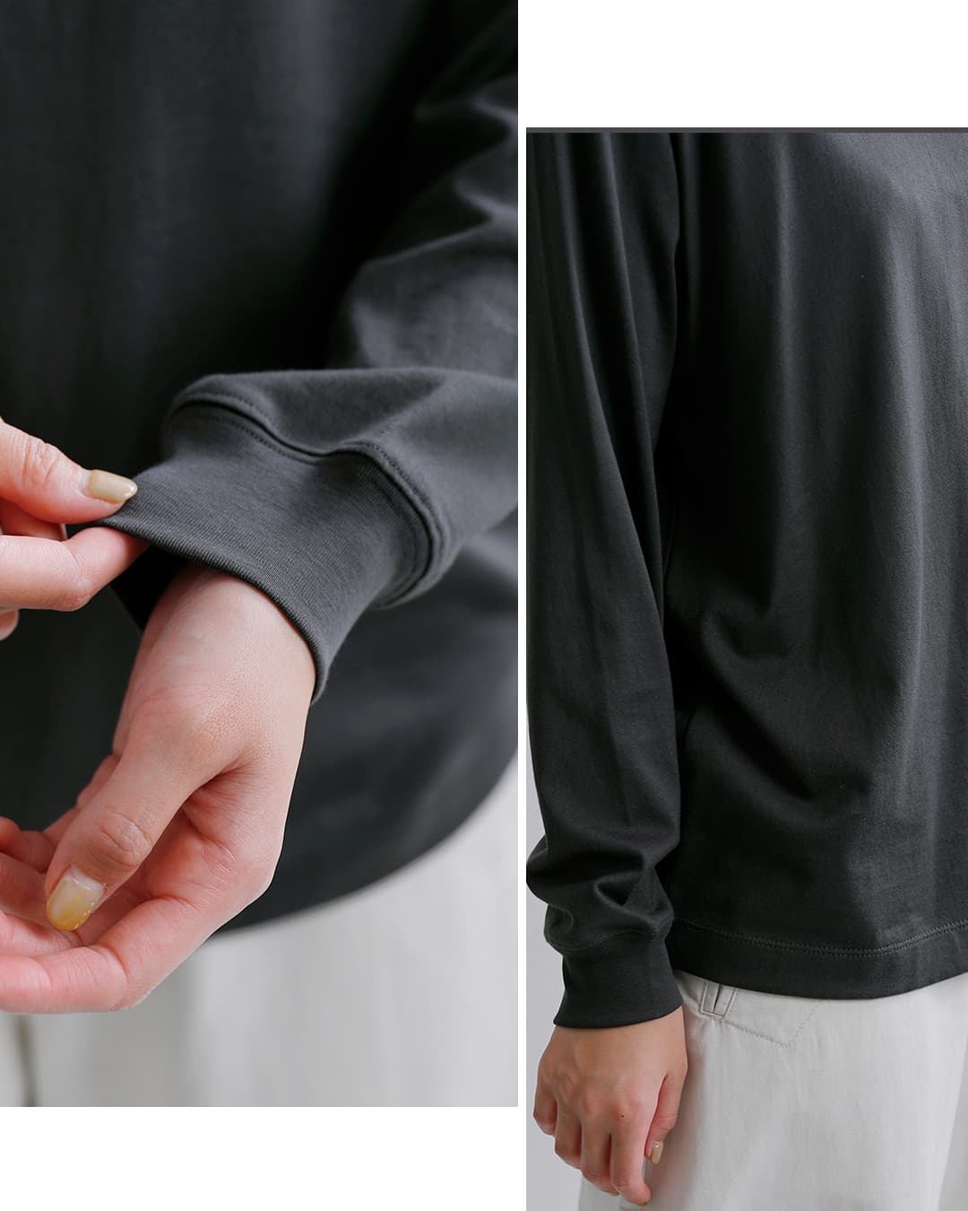 LIFiLL(���t�B��)�R�b�g�j�[ �V�� ���b�N�l�b�N �����O�X���[�u T�V���c COTTONY MOCKNECK lf003-01