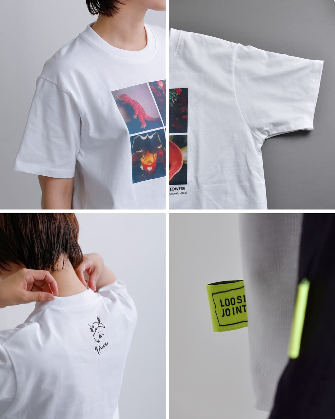 LOOSE JOINTS(ルーズジョインツ)コットン 半袖 Tシャツ NOBUYOSHI ARAKI FLOWERS S/S TEE lf26js008na