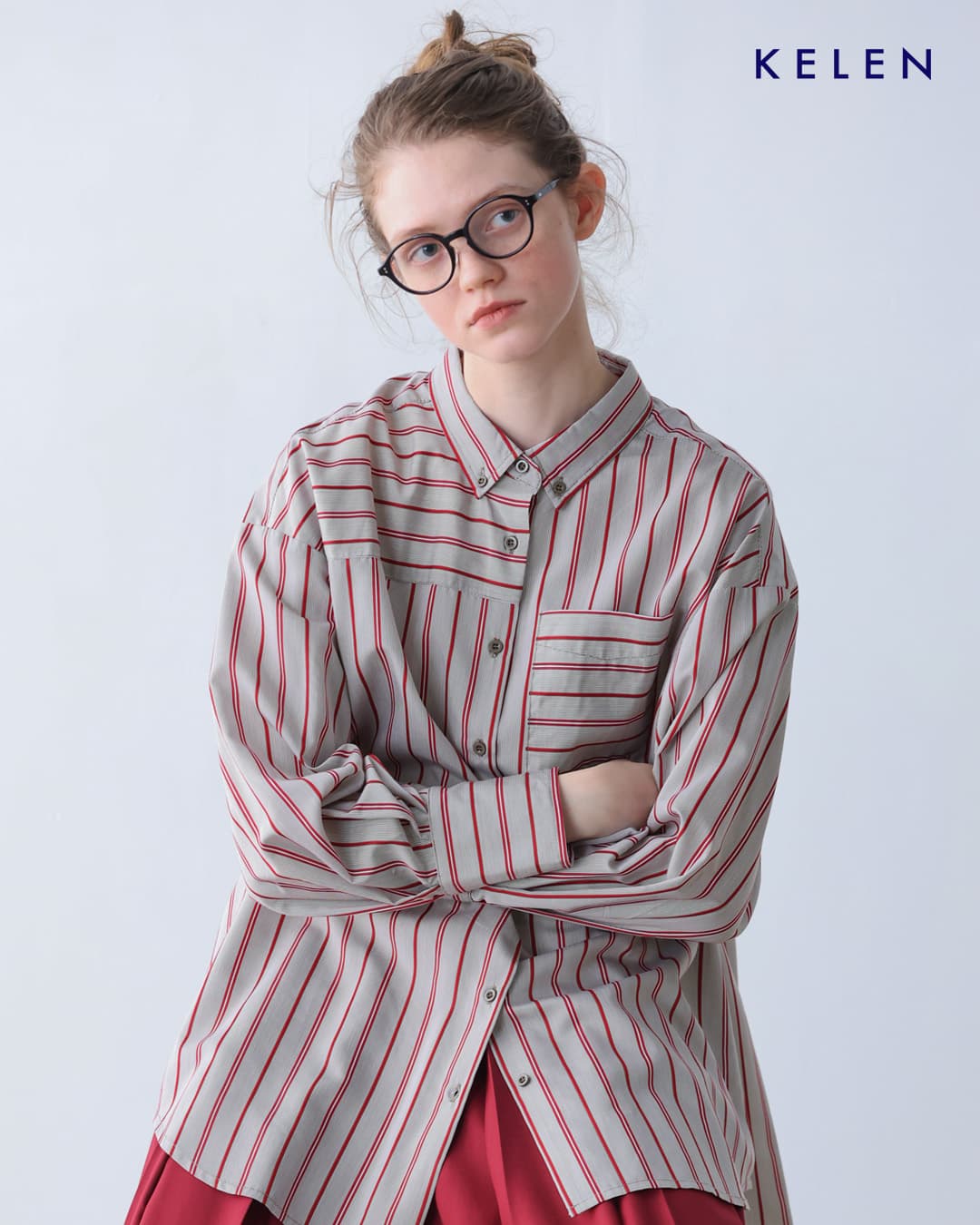 KELEN(ケレン)aranciato別注 ボタンダウンデザイン ストライプ シャツ TESSA lkl25fbl2251