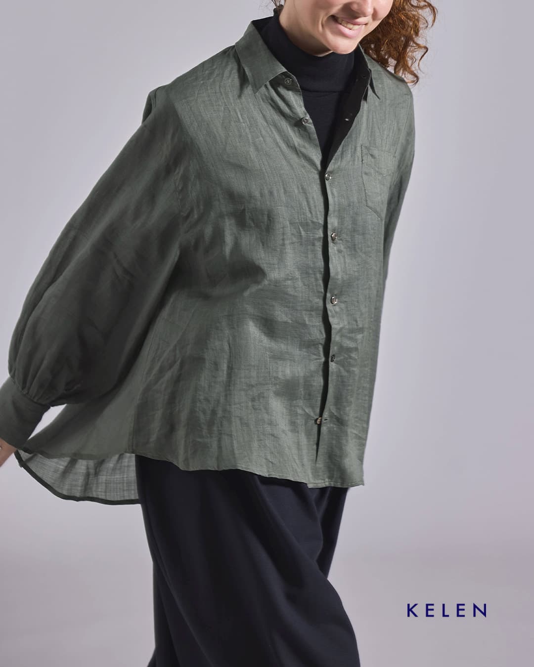 KELEN(ケレン)バックフレアデザイン ラミー シャツ ERTH lkl26fbl2318