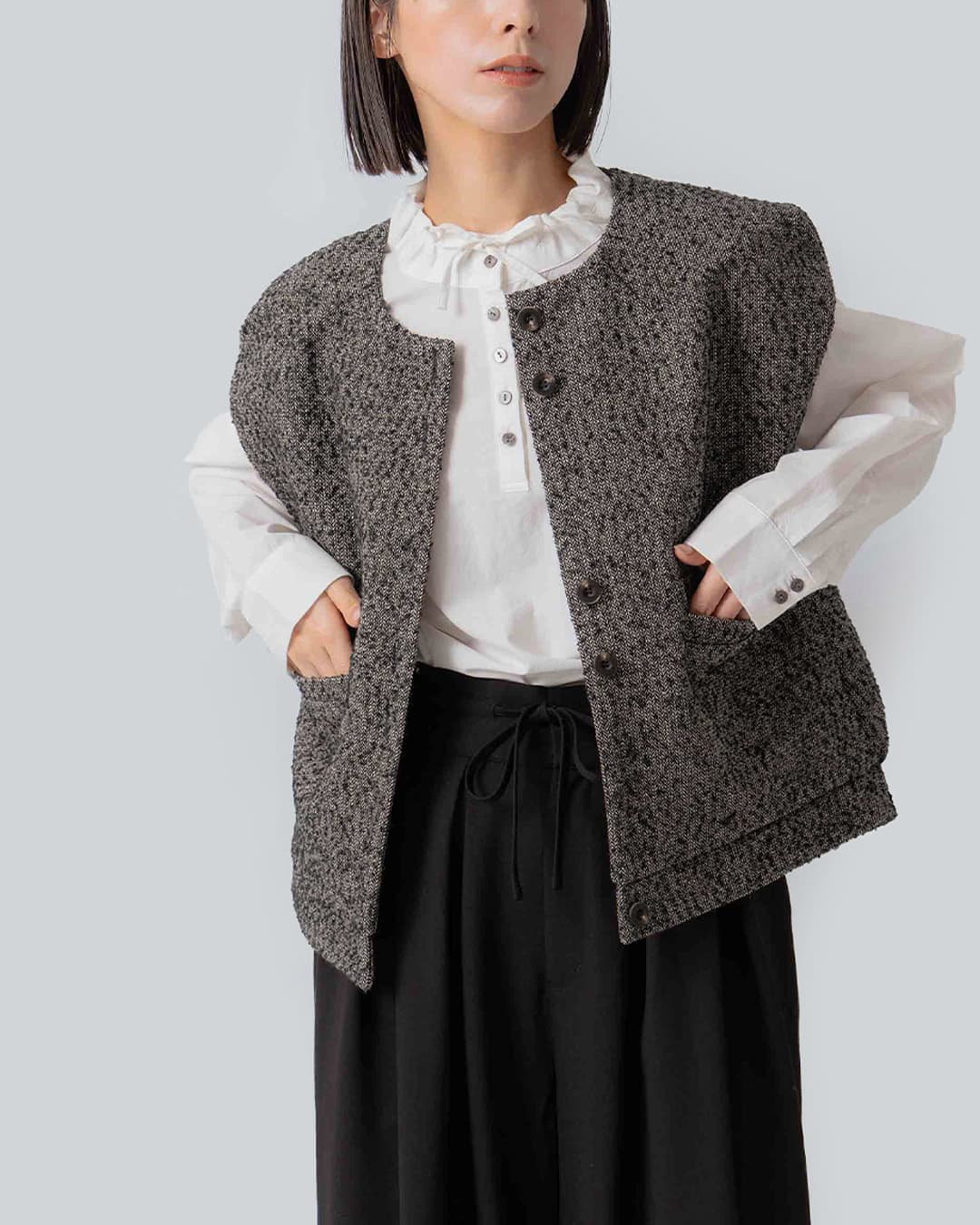 KELEN ケレン ツイード バックスリット ベスト EDNA lkl26fbl2323